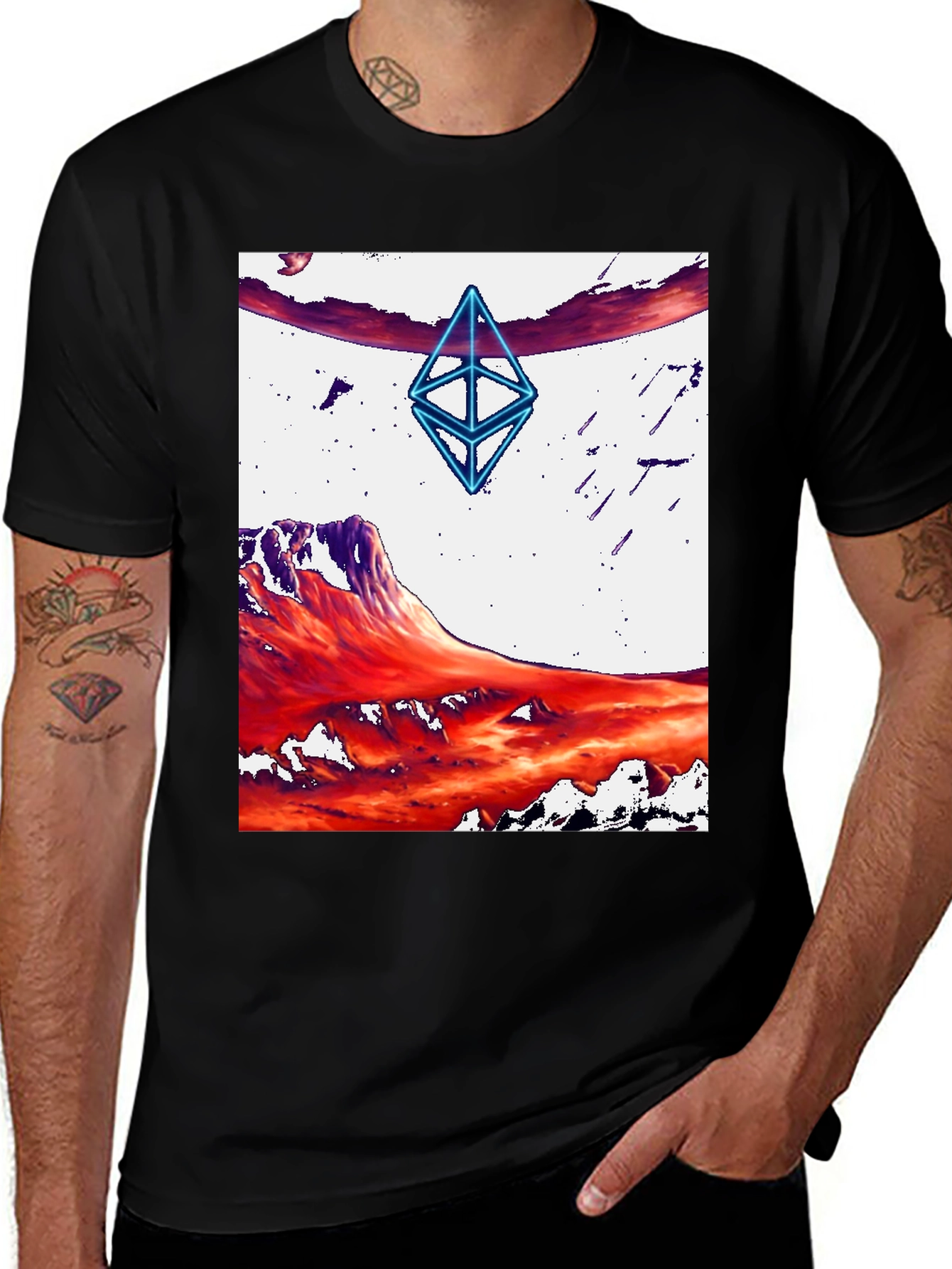 Variant 20 of Ethereum Planet Men's Black Graphic T-Shirt