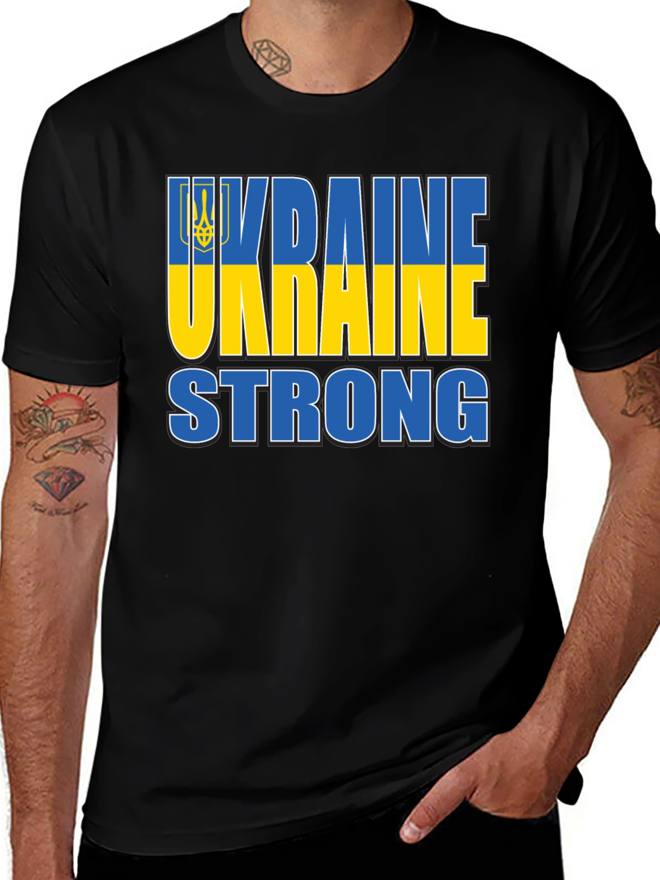 Ukraine Strong T-Shirt - Blue and Yellow Design