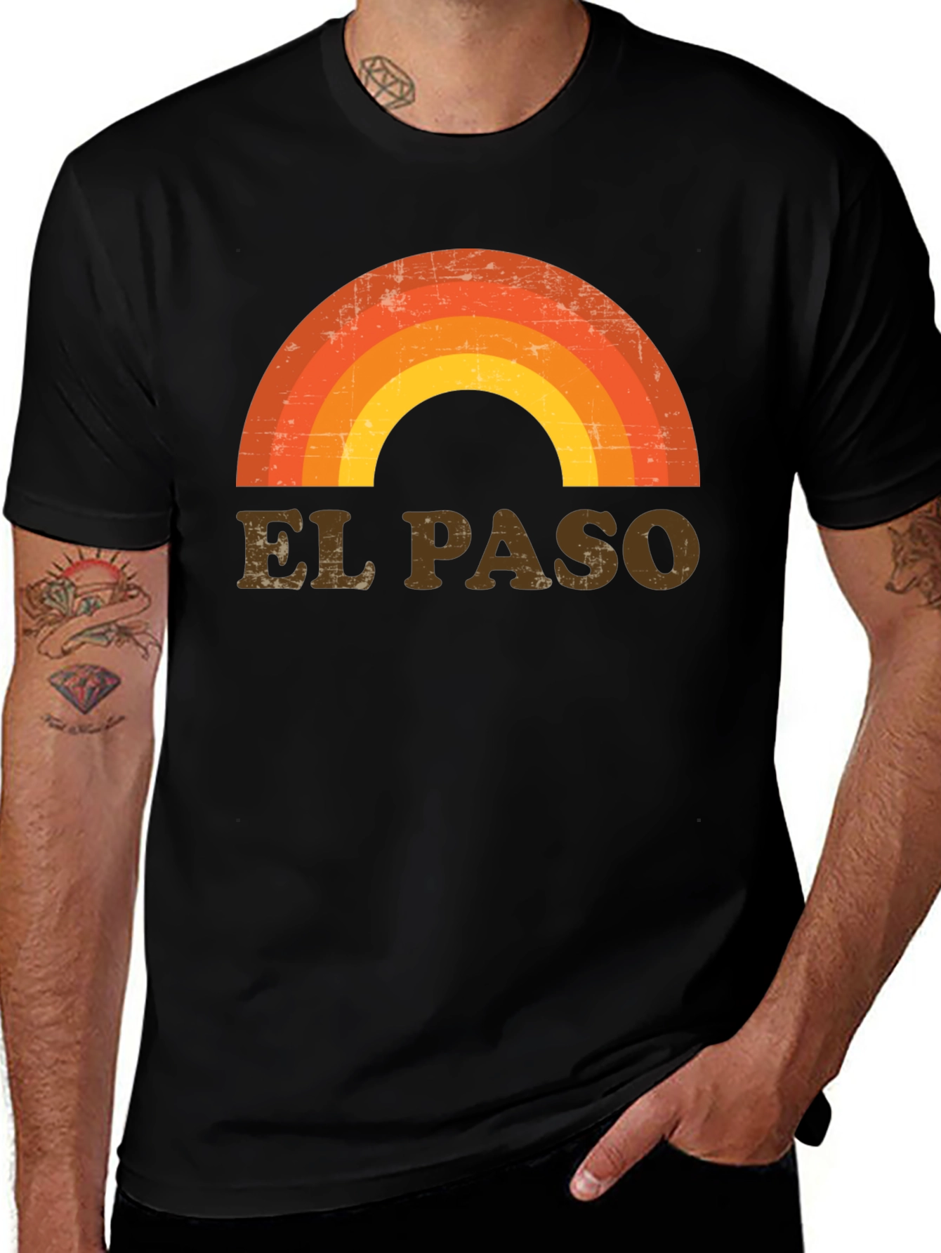 Retro El Paso Rainbow Graphic T-Shirt