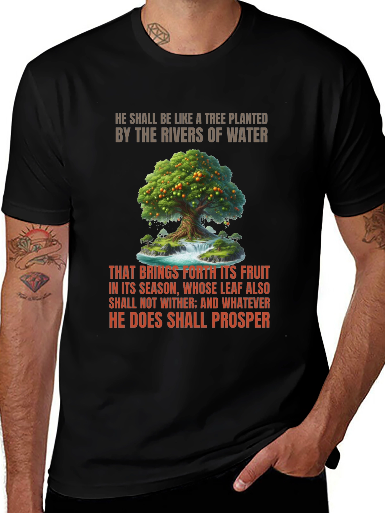 Black Biblical Tree of Life Graphic T-Shirt main image