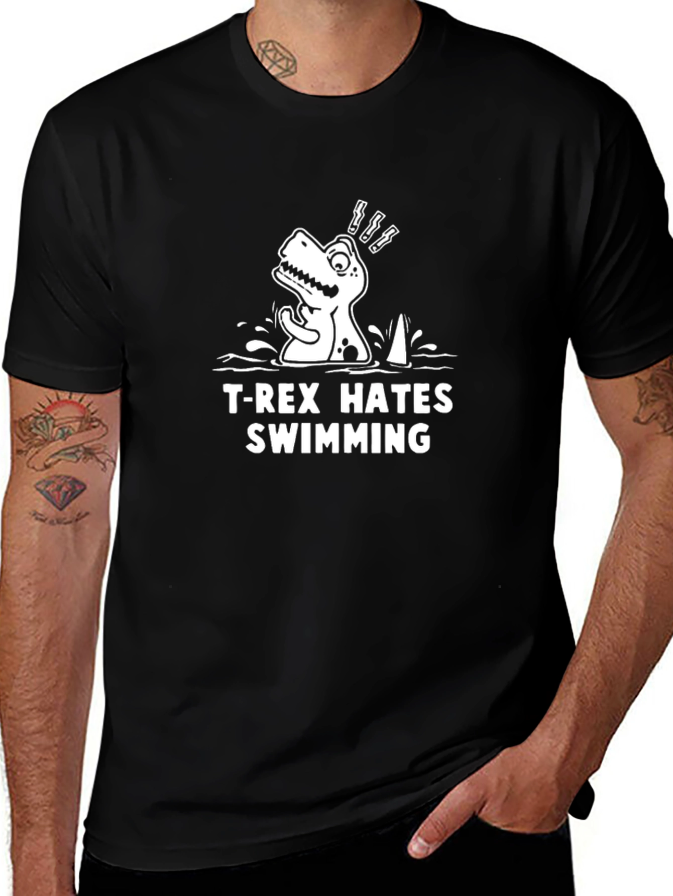 Variant 26 of T-Rex Hates Swimming Graphic T-Shirt