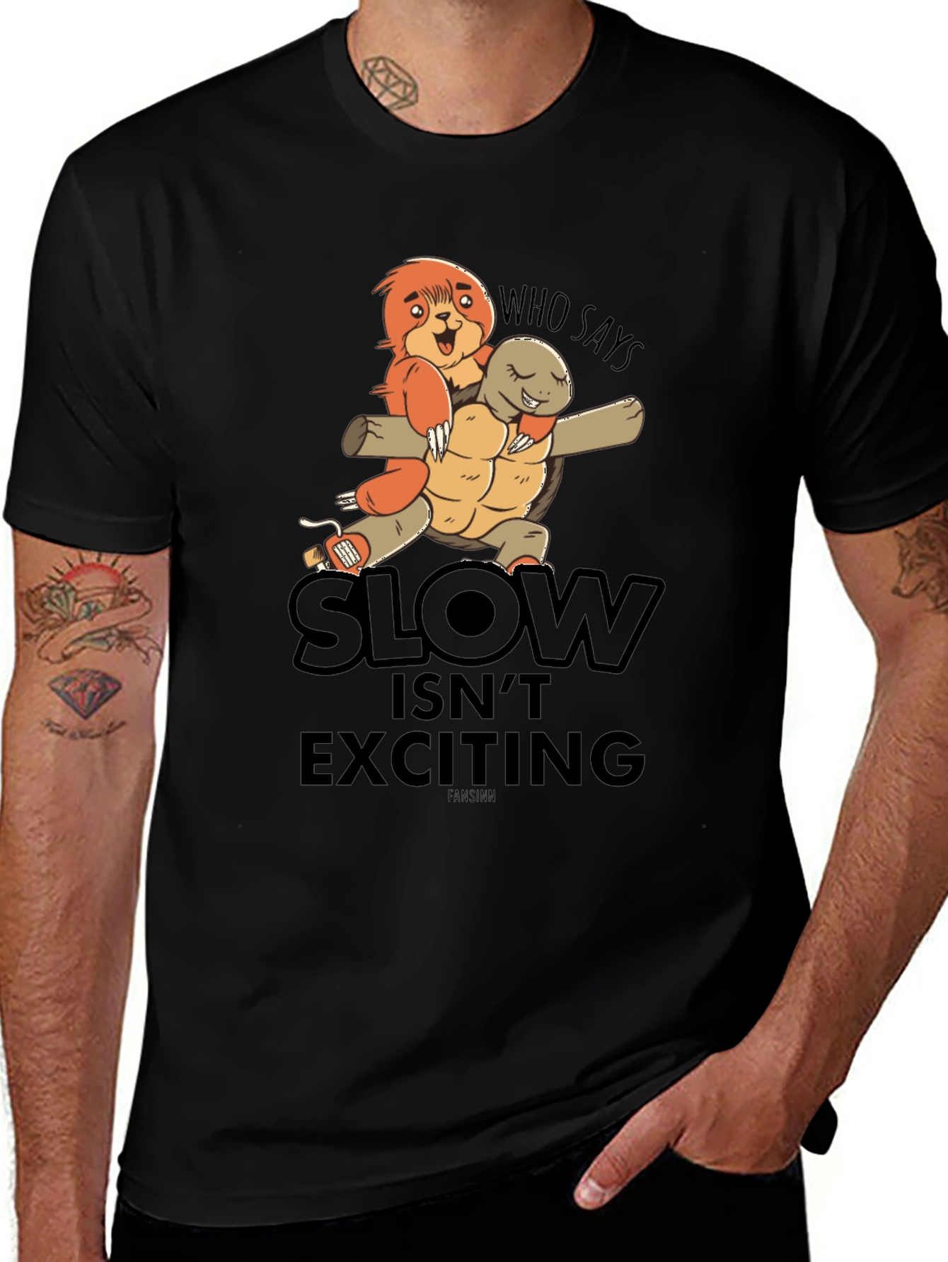 Variant 24 of Funny Sloth & Turtle Graphic T-Shirt