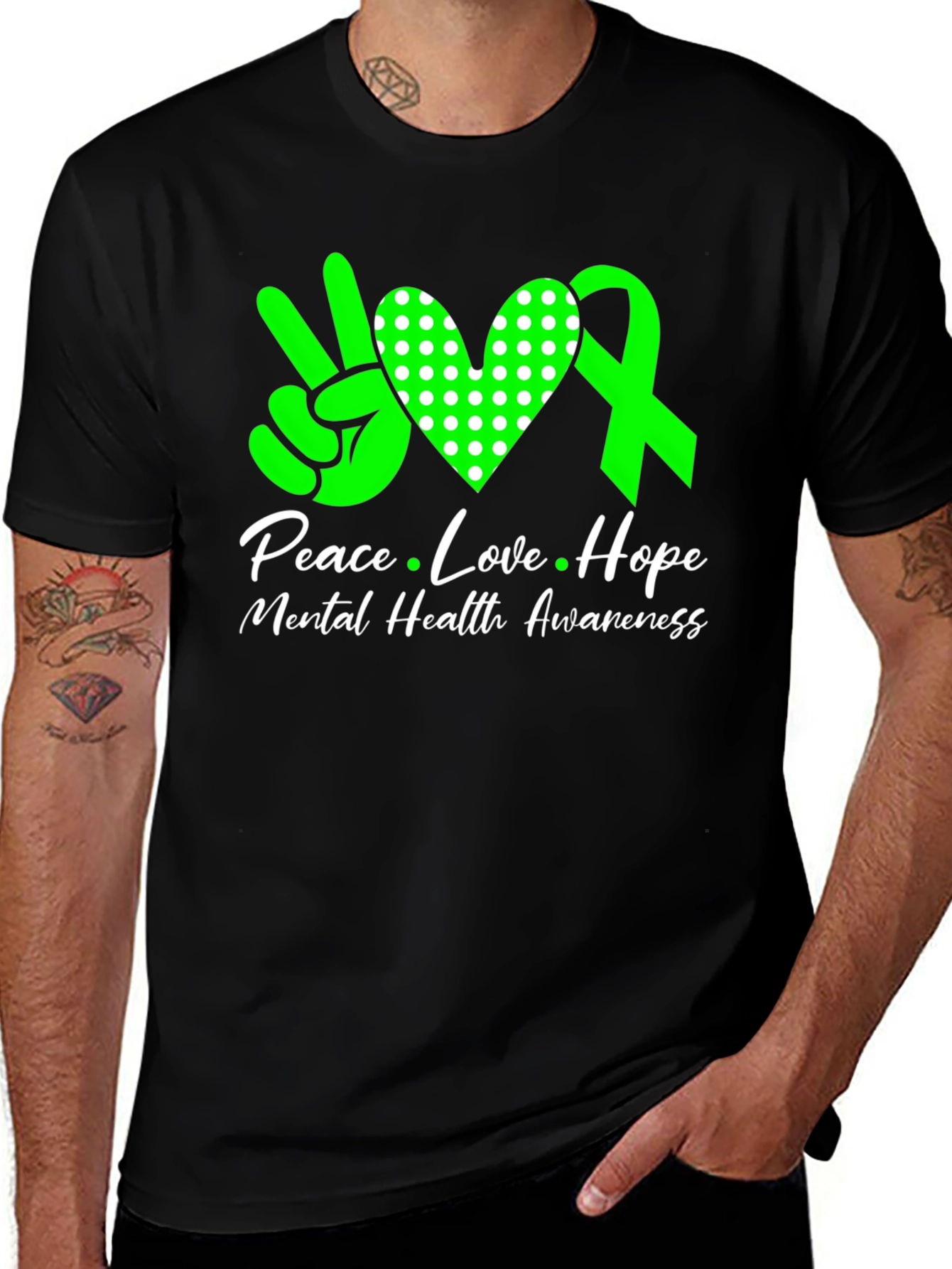 Variant 16 of Peace Love Hope Mental Health Awareness Graphic T-Shirt