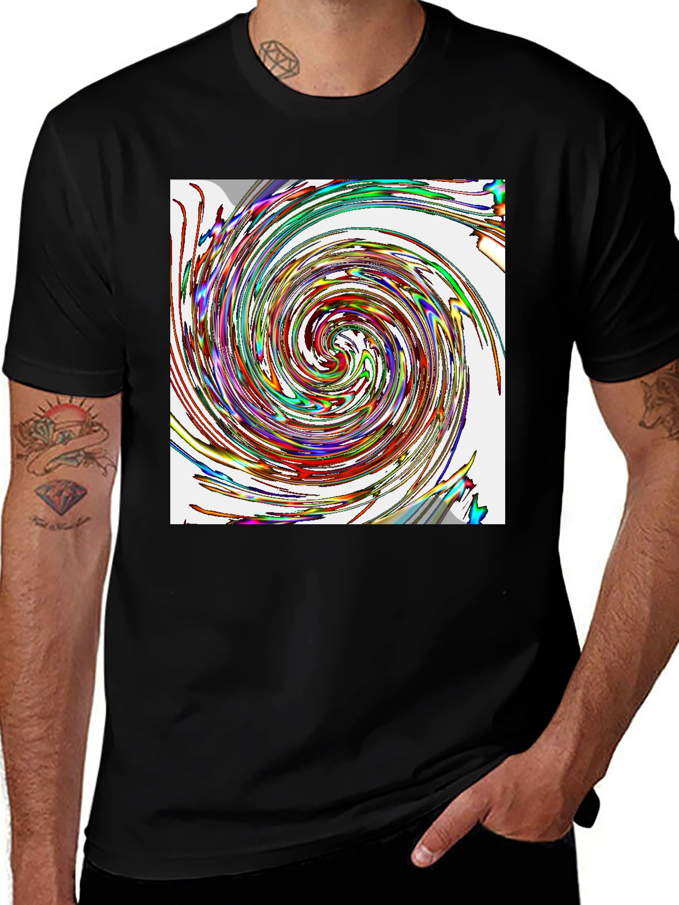 Variant 2 of Vortex Swirl Graphic Tee - Stylish Black Cotton Comfort