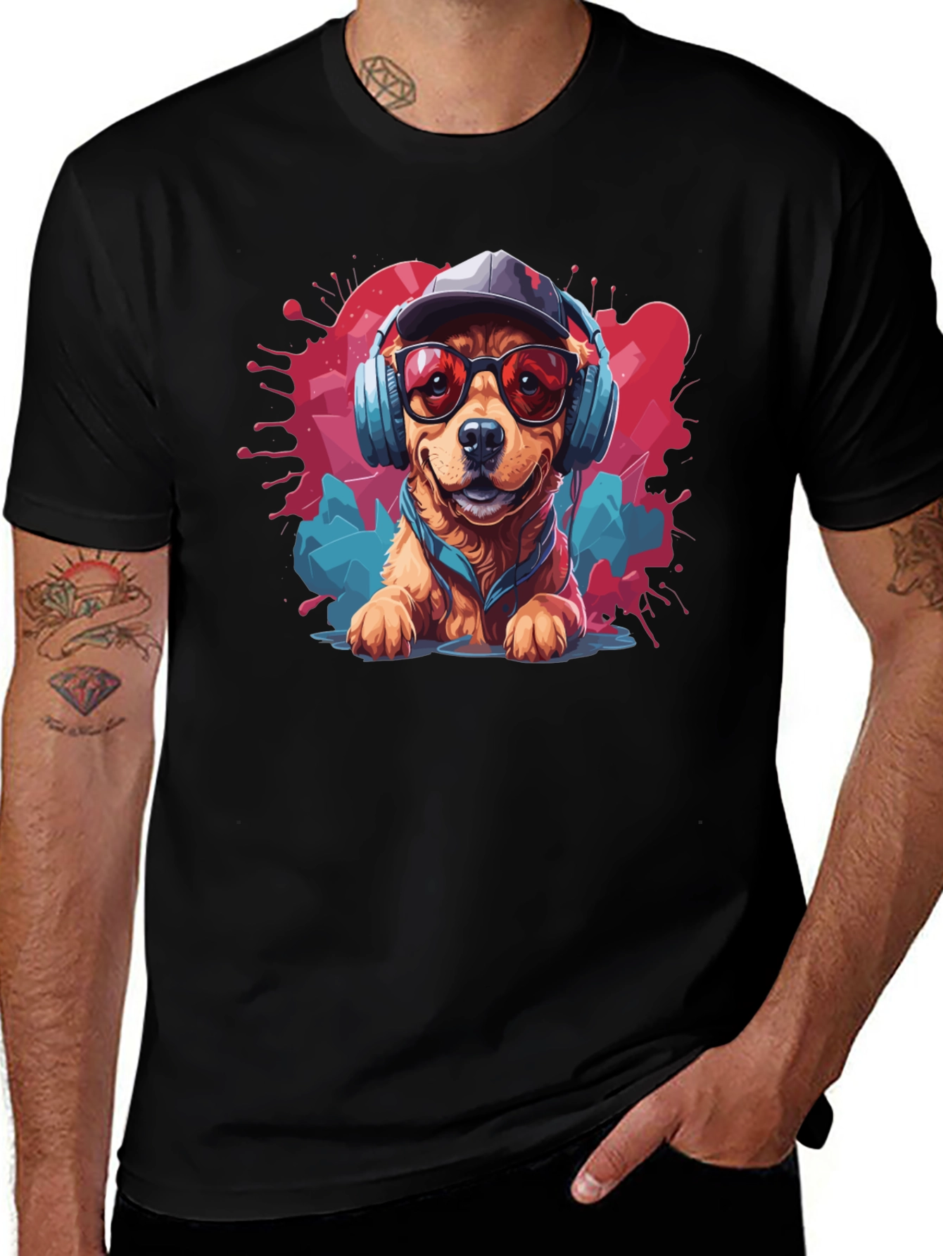 Cool Dog Graphic Tee - Black T-Shirt