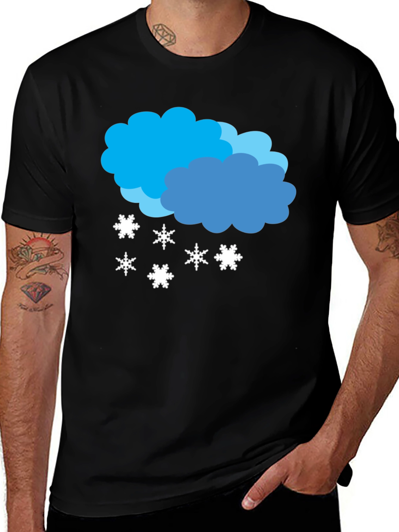 Variant 27 of Snowy Cloud Graphic Tee - Black Casual Shirt
