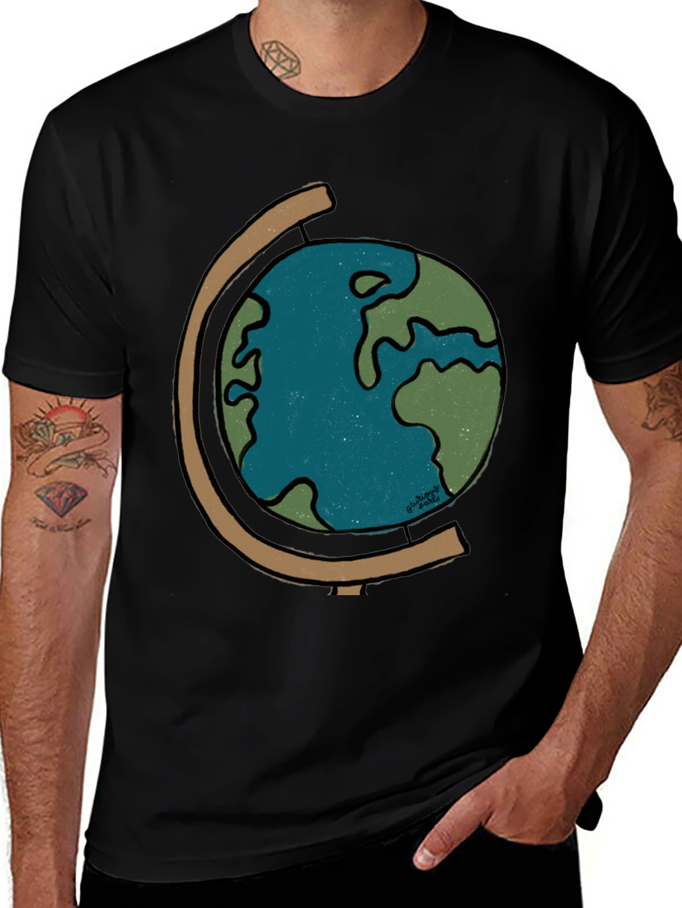 Variant 9 of Globe Graphic T-Shirt - Earthy Style
