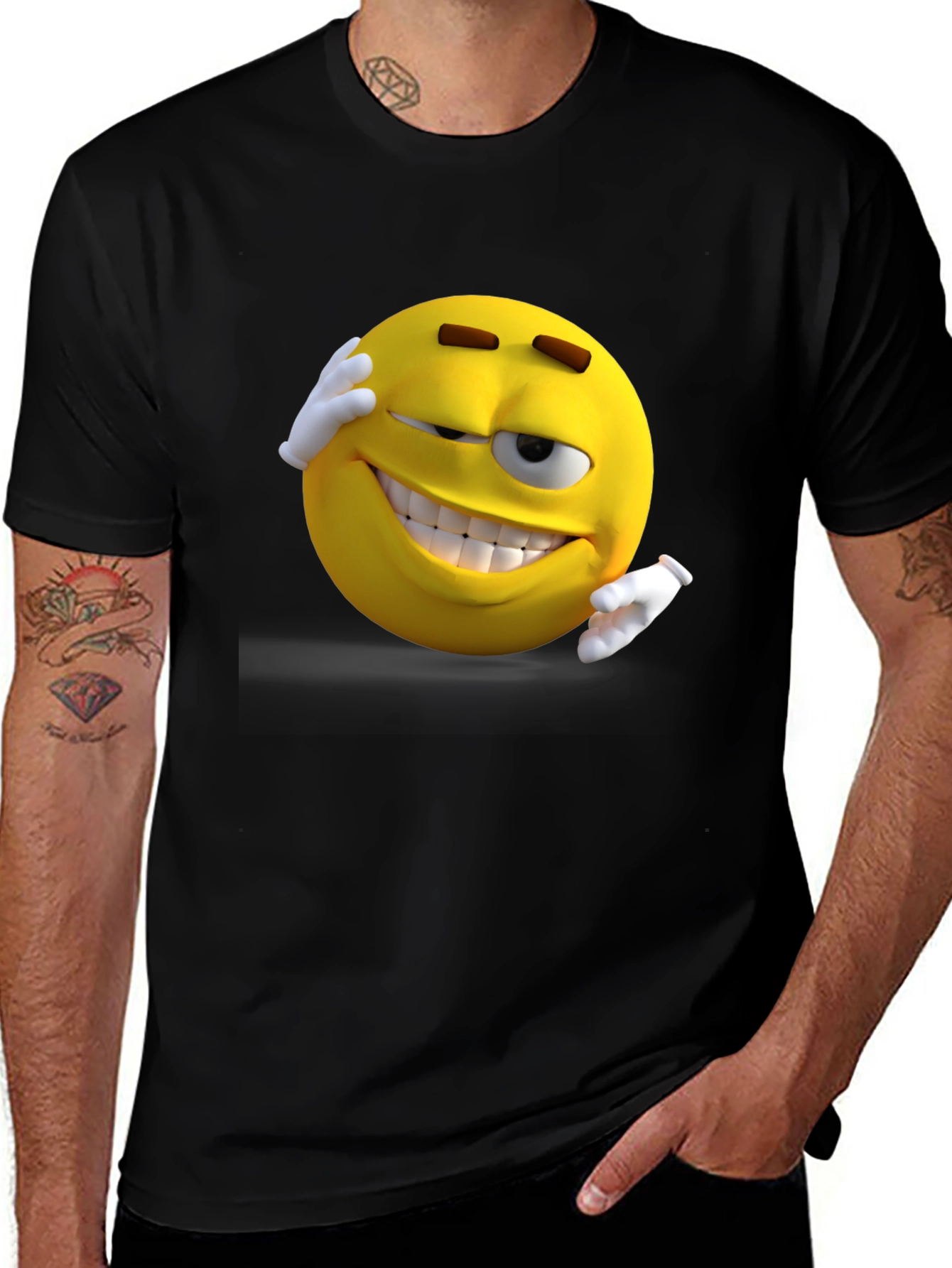 Smiley Face Graphic Tee - Wink Emoji Shirt