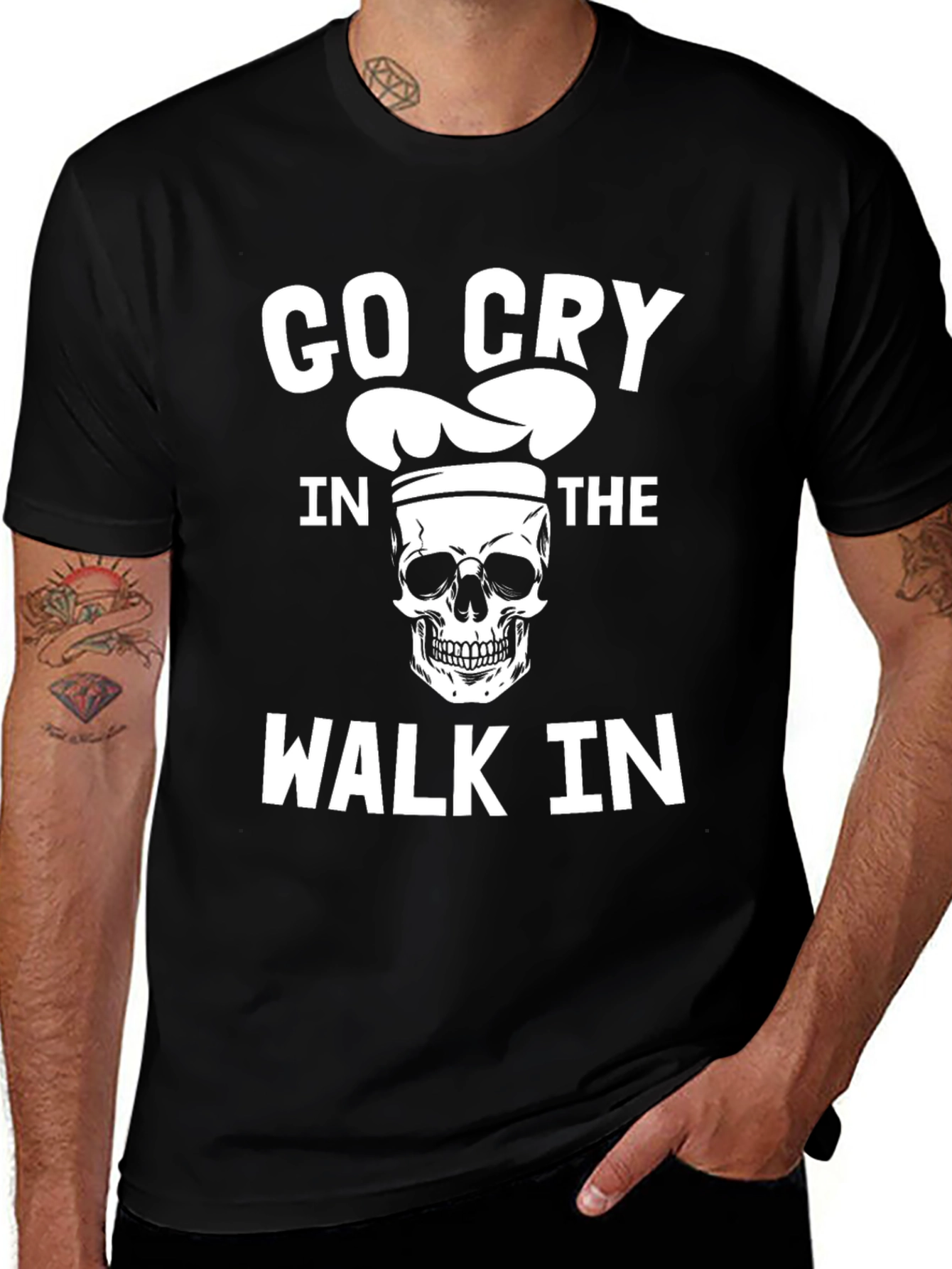 Variant 27 of Go Cry in The Walk In Chef Skull T-Shirt