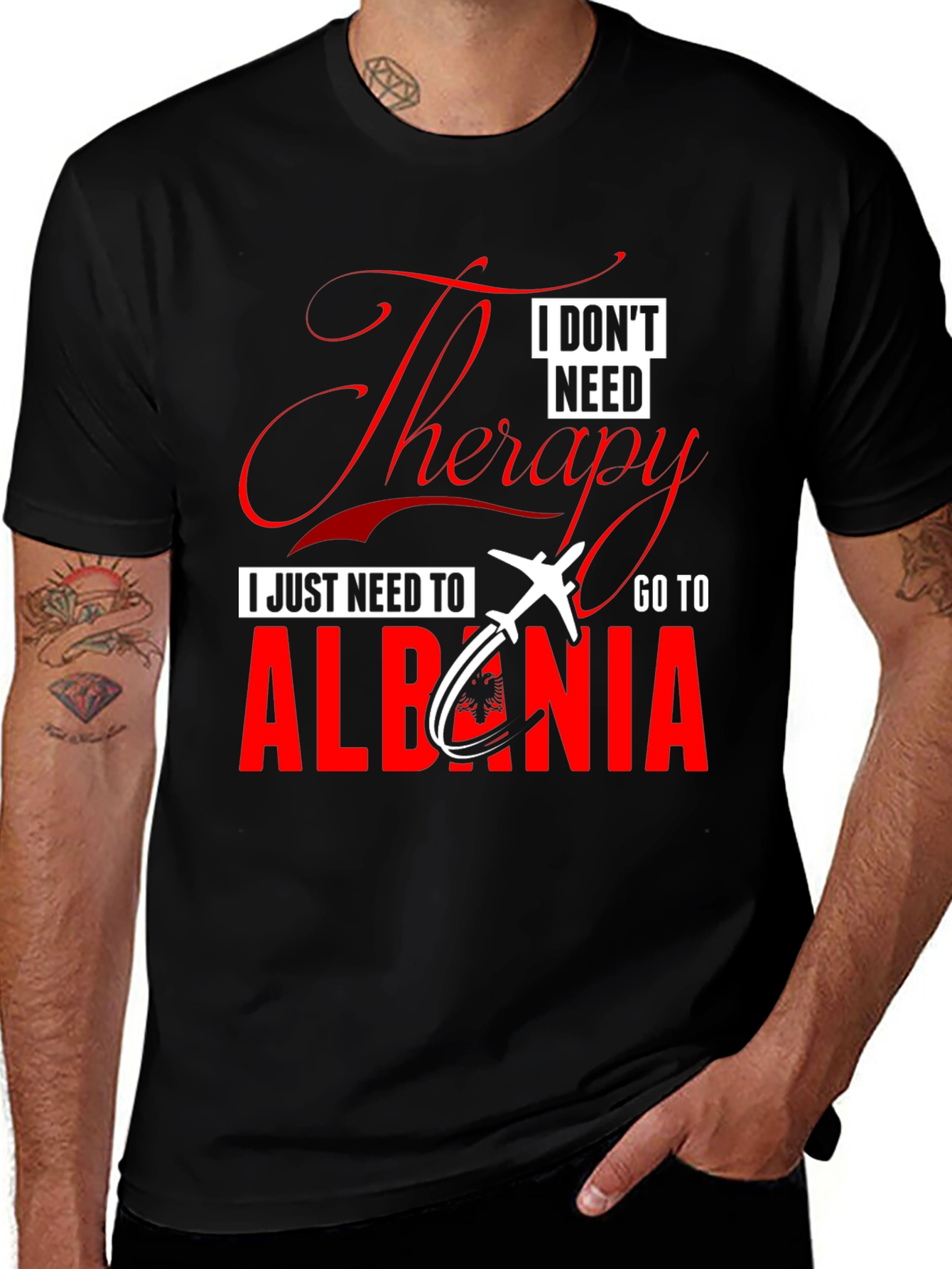 Variant 28 of Therapy Albania Tee - Mens Black Graphic T-Shirt