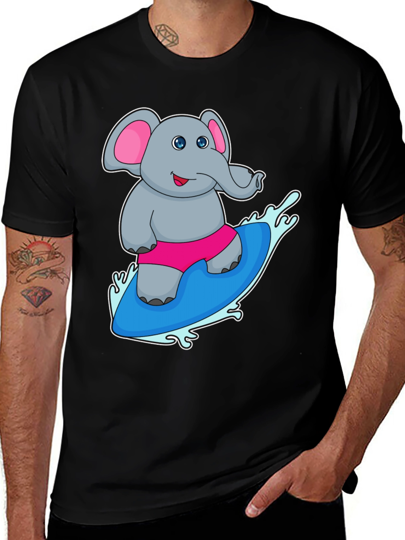 Variant 16 of Elephant Surfing T-Shirt - Cute Cartoon Tee