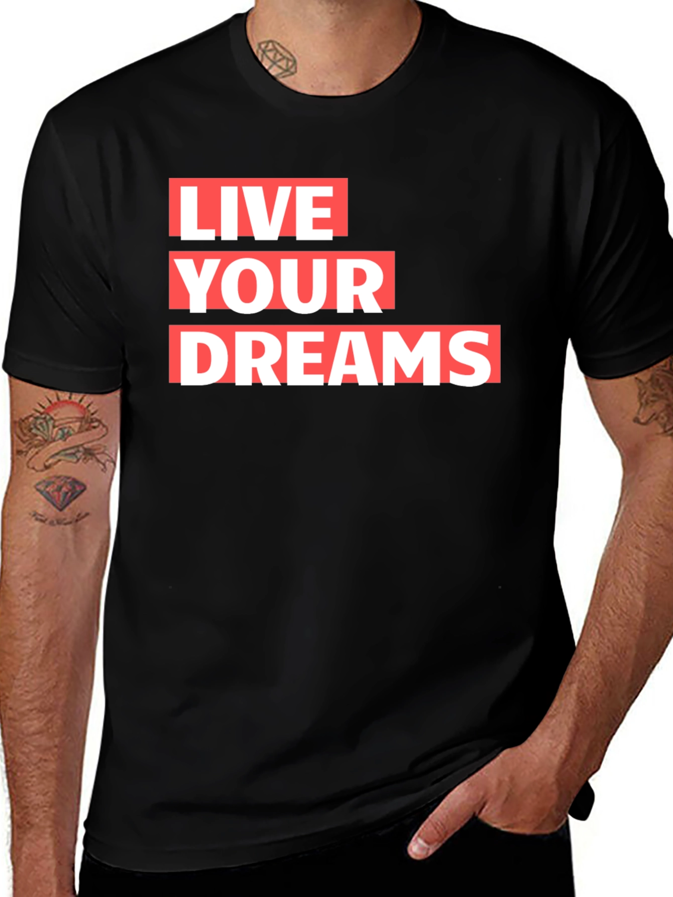 Variant 14 of Live Your Dreams Graphic T-Shirt - Black