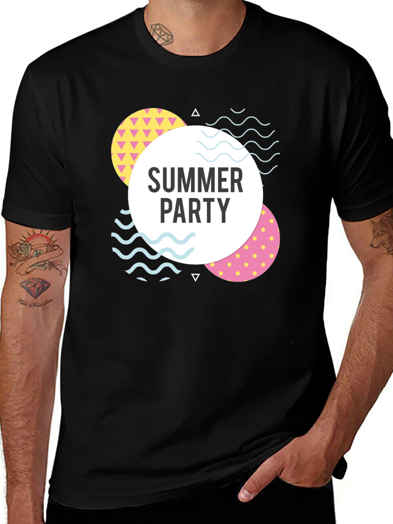 Variant 17 of Summer Party Graphic Tee - Black Cotton Casual T-Shirt
