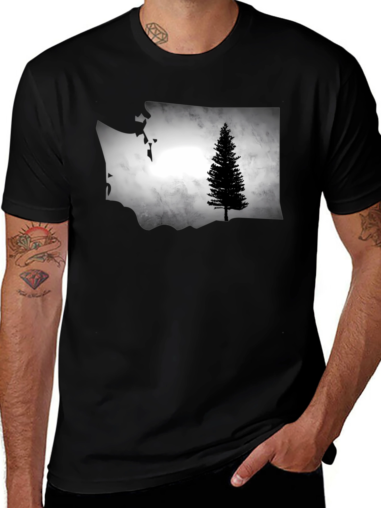 Washington State Tree Graphic Tee - Black