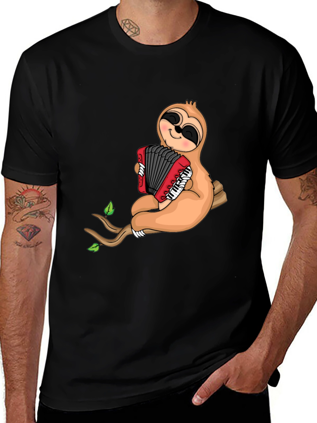 Variant 28 of Sloth Accordion T-Shirt - Musical Funny Tee