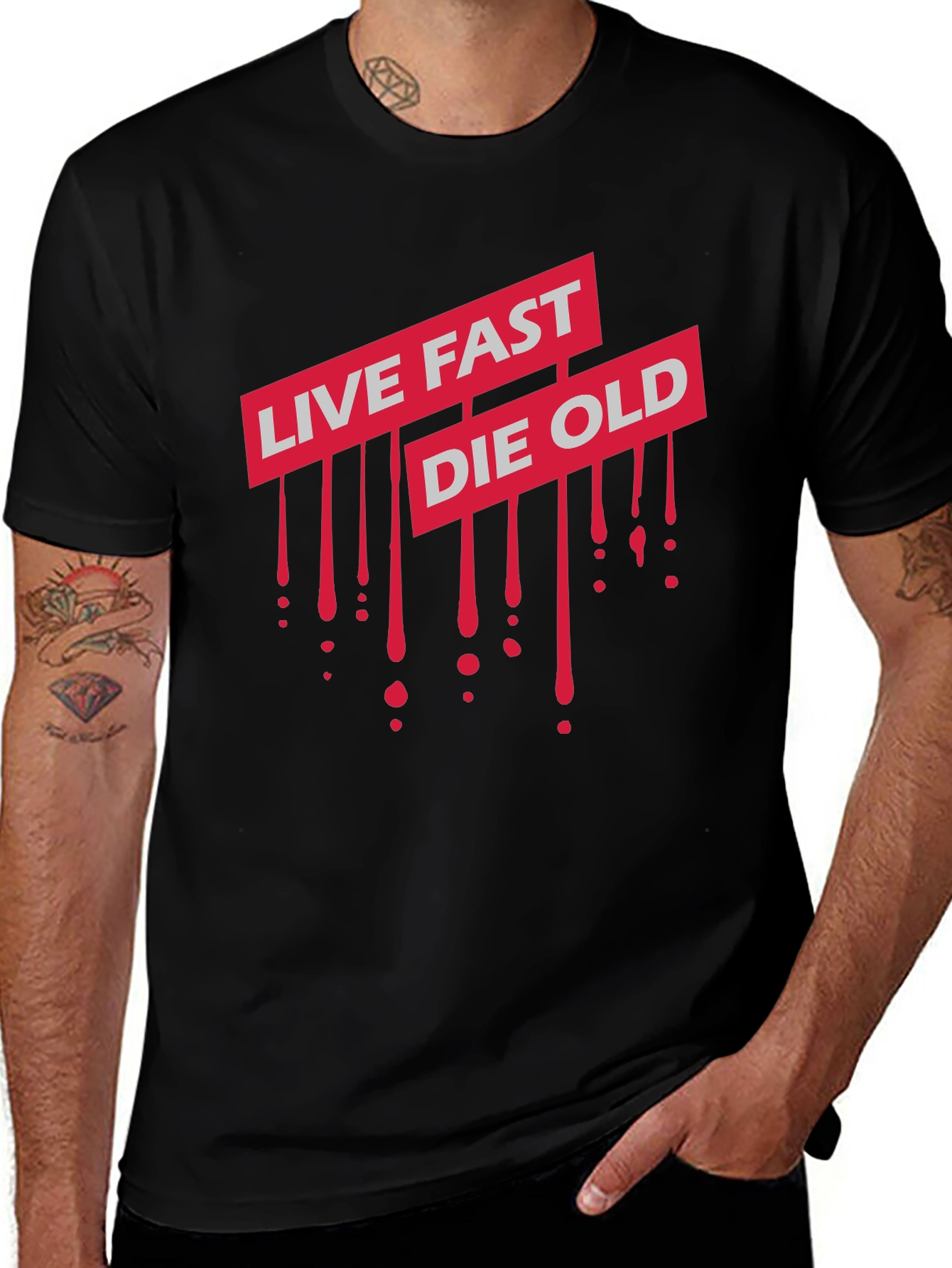 Variant 4 of Live Fast Die Old Graphic T-Shirt - Black