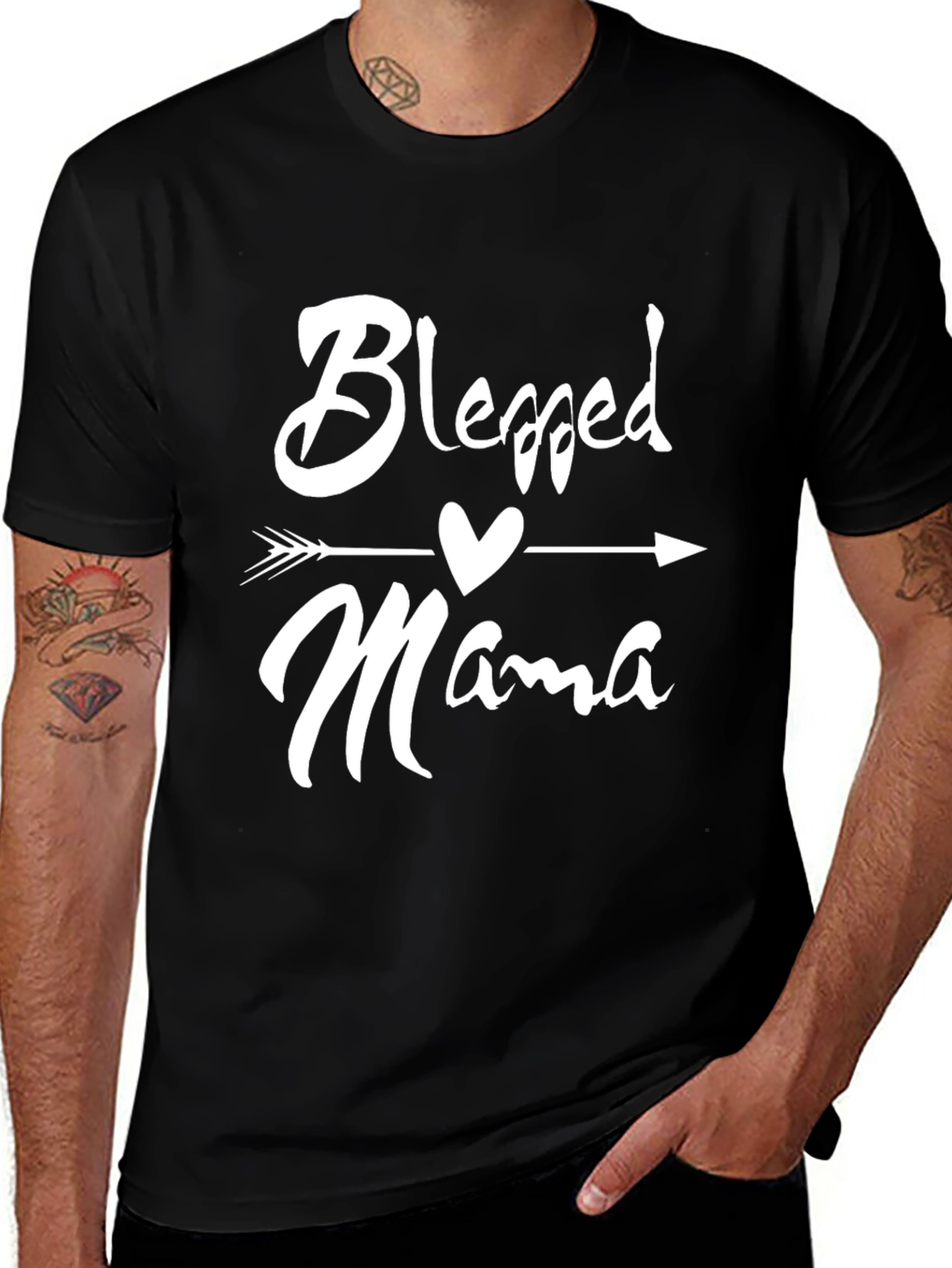 Blessed Mama Graphic Tee - Black Cotton T-Shirt