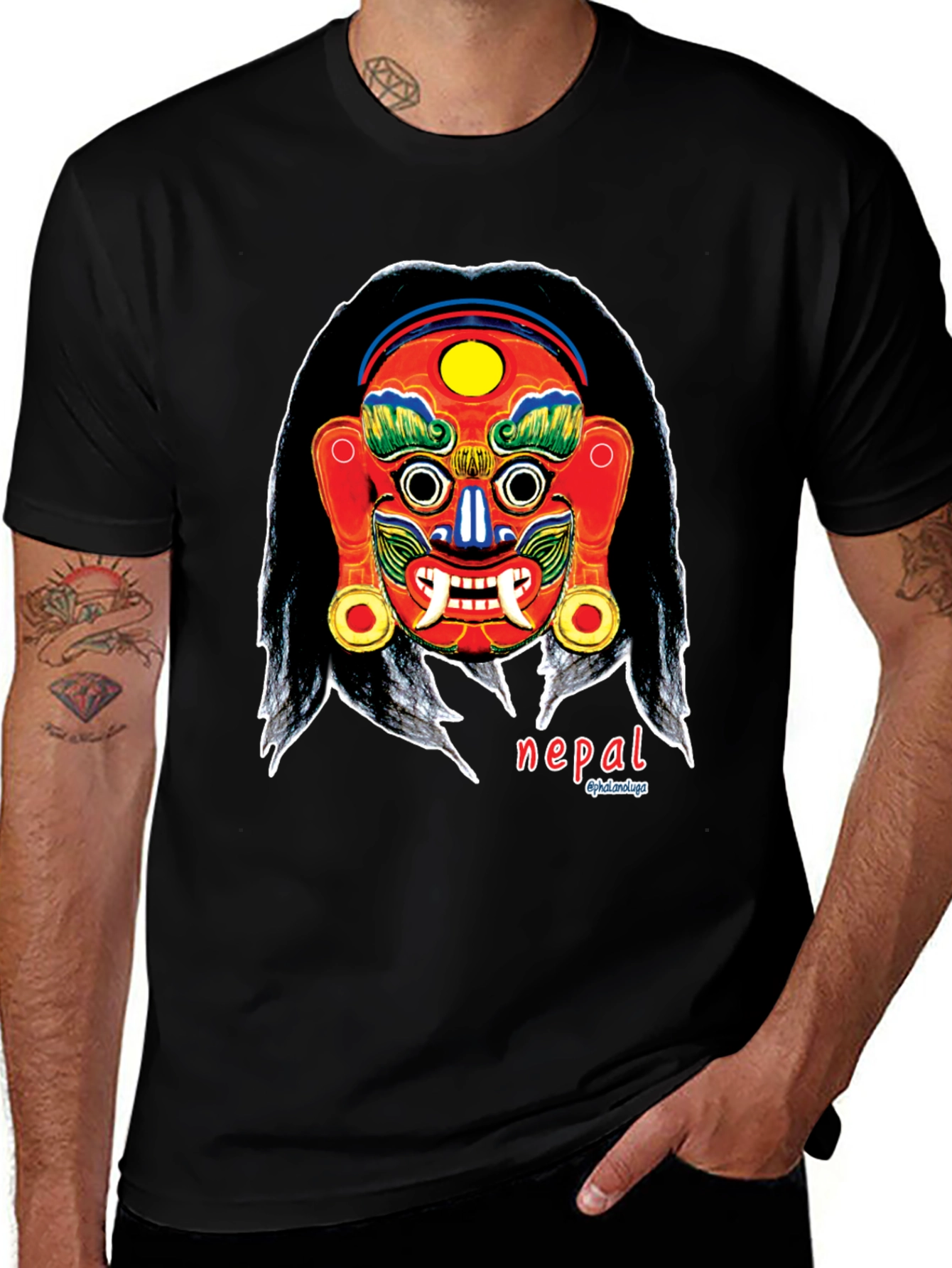 Variant 24 of Nepal Mask Graphic Tee - Unique Design