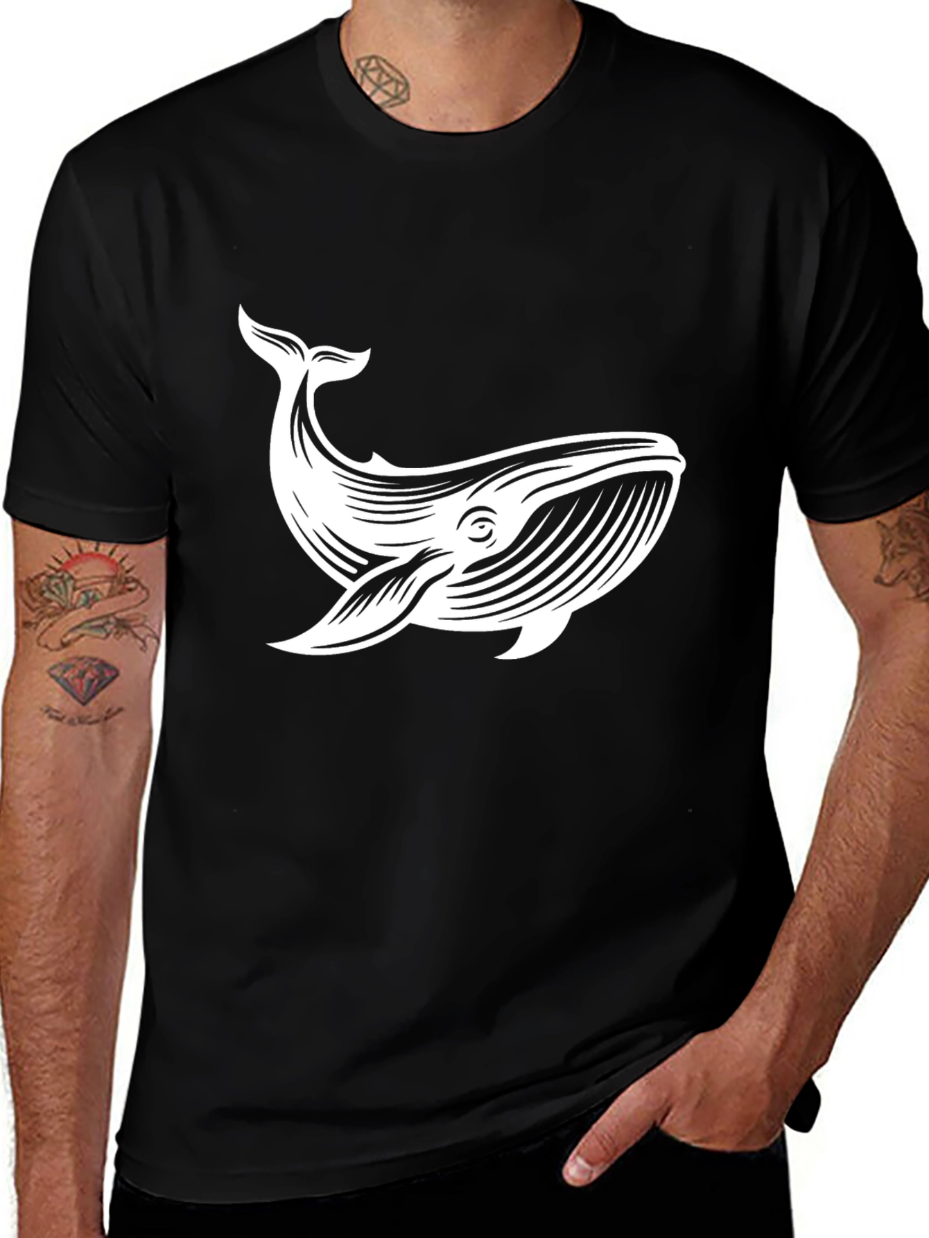 Variant 5 of Whale Graphic T-Shirt - Classic Black Tee
