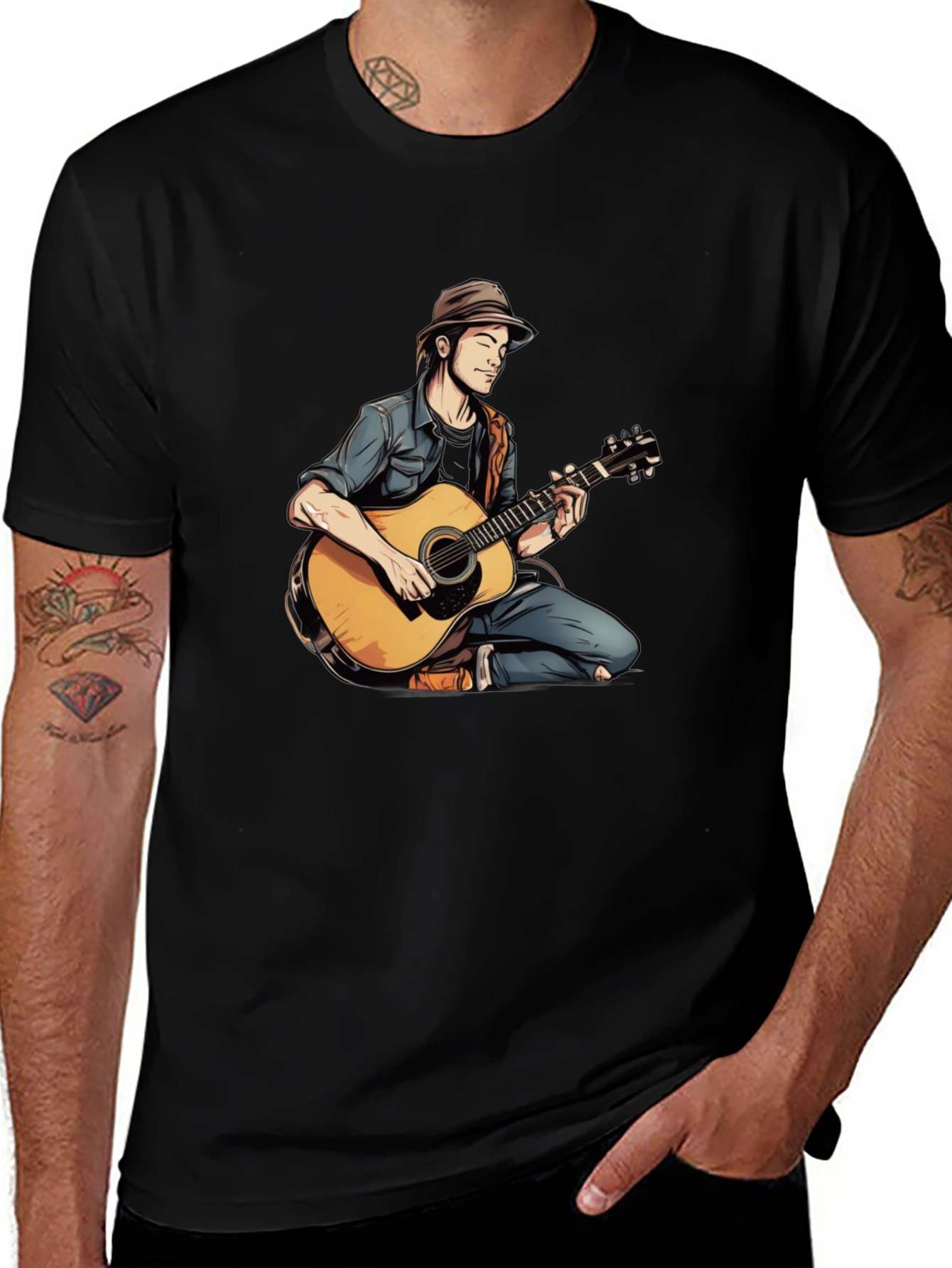Variant 5 of Musician Graphic Tee - Acoustic Guitar Design