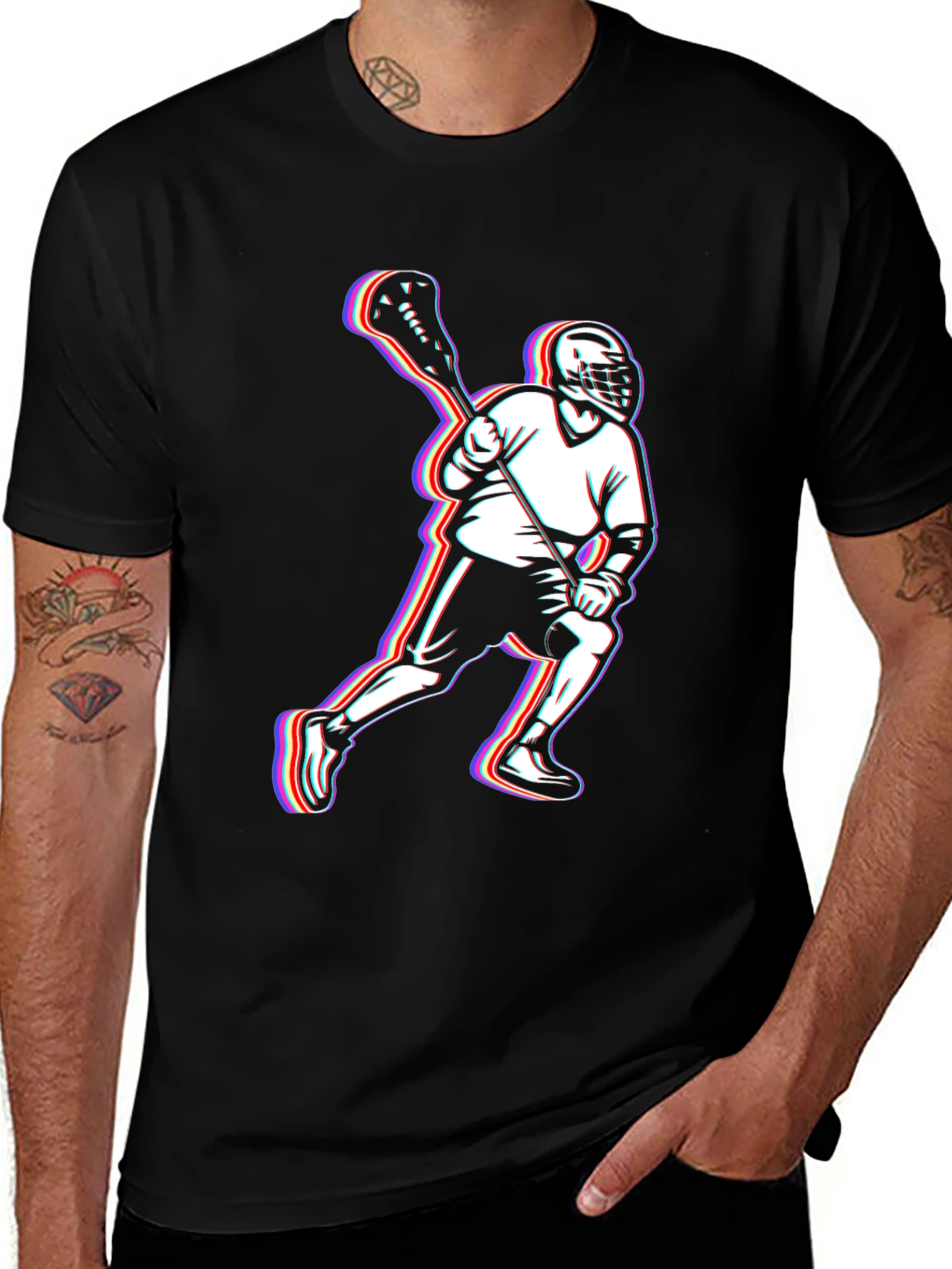 Variant 28 of Lacrosse Player Black T-Shirt - Sporty, Comfortable