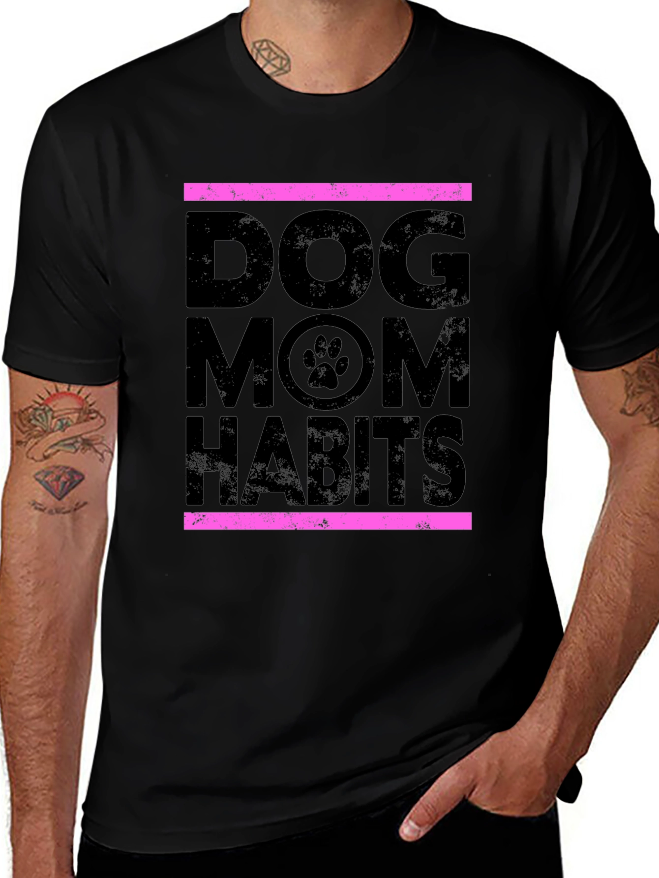 Variant 16 of Dog Mom Habits Graphic Tee - Black