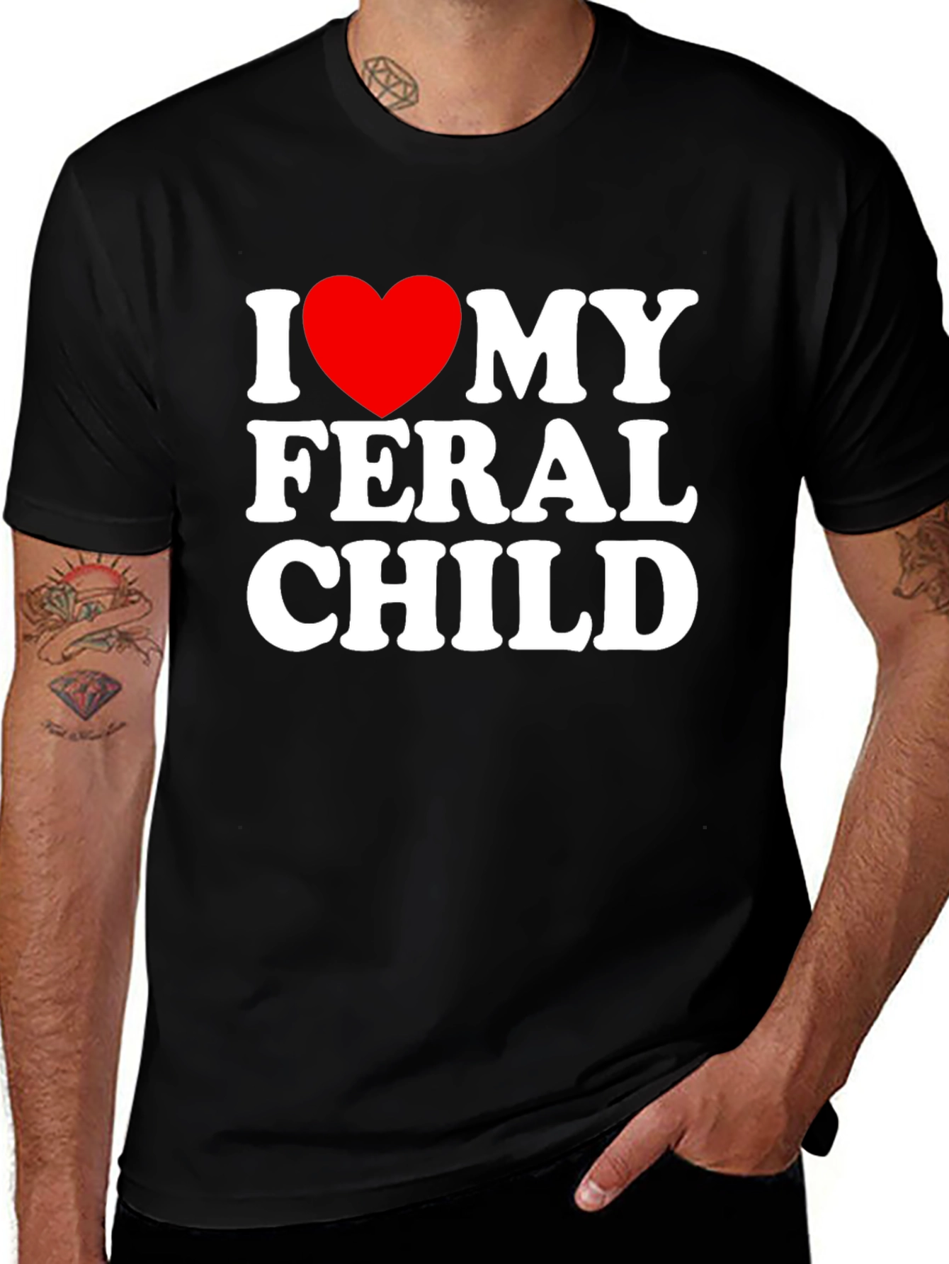 Variant 30 of I Heart My Feral Child Black T-Shirt