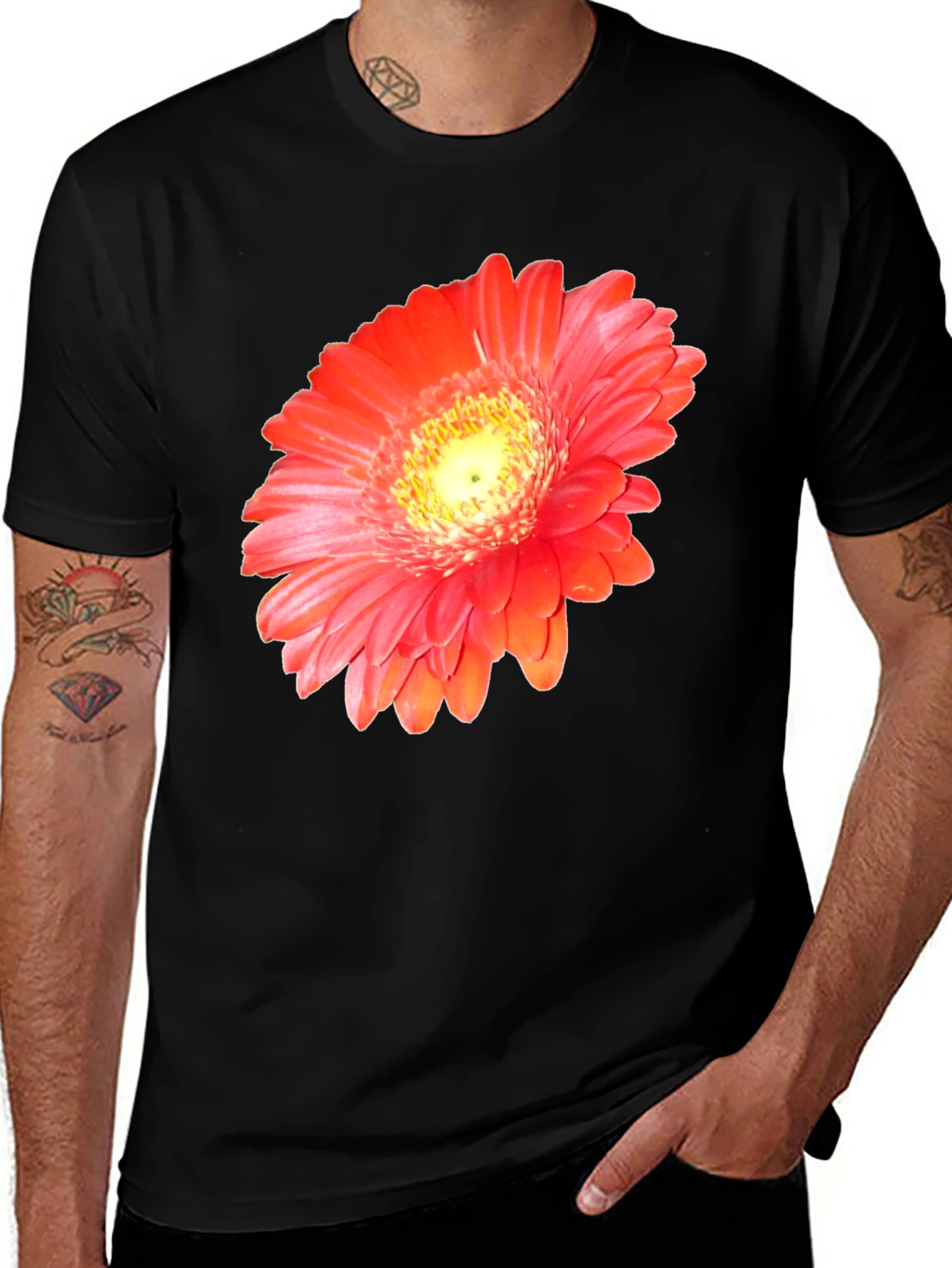 Variant 3 of Bold Floral Graphic Black T-Shirt