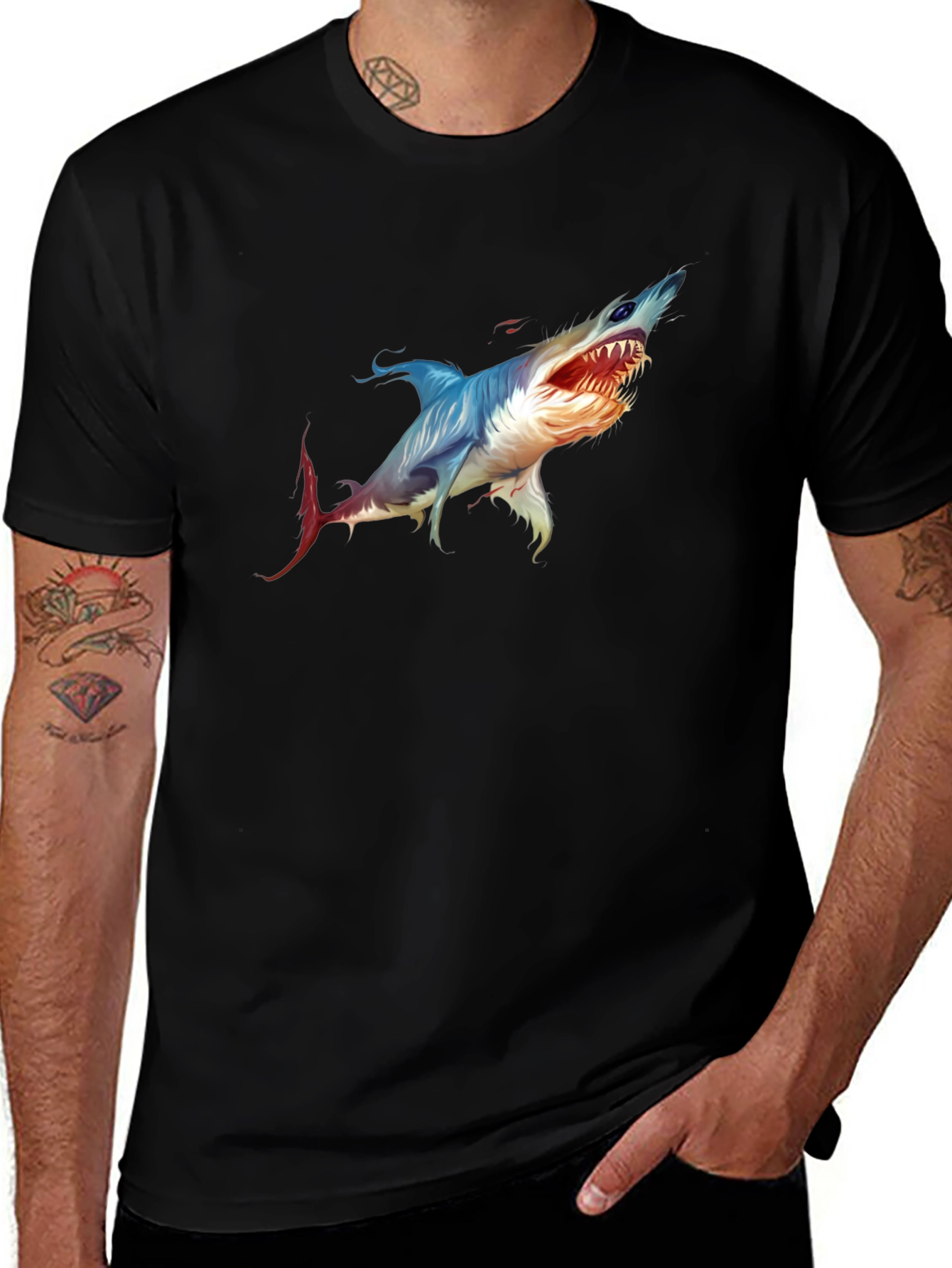 Variant 15 of Men's Black Shark Graphic T-Shirt