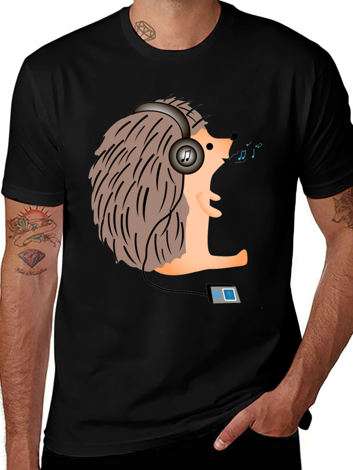 Variant 11 of Musical Hedgehog Graphic Tee - Cool Animal Lover Design