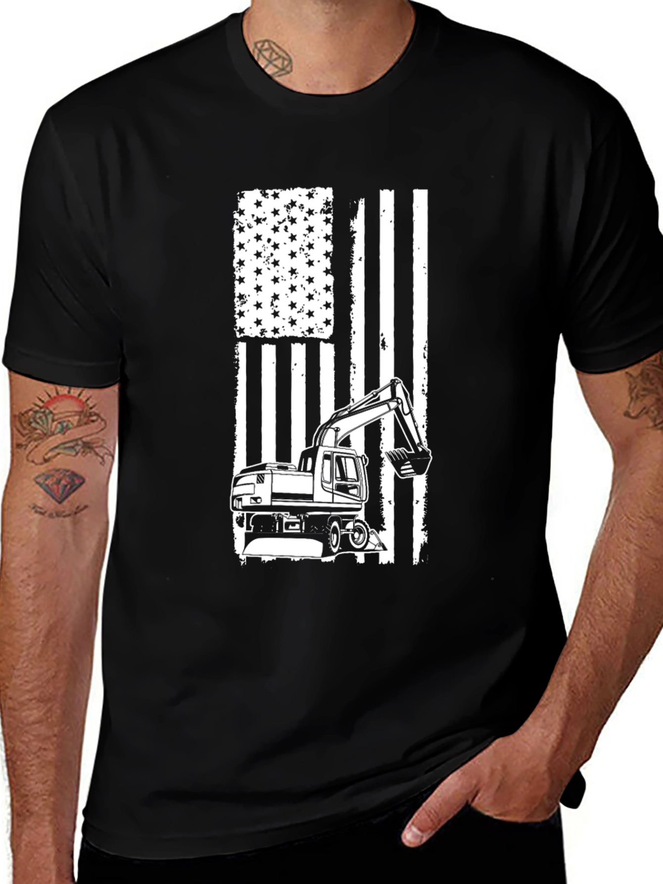 American Flag Excavator T-Shirt