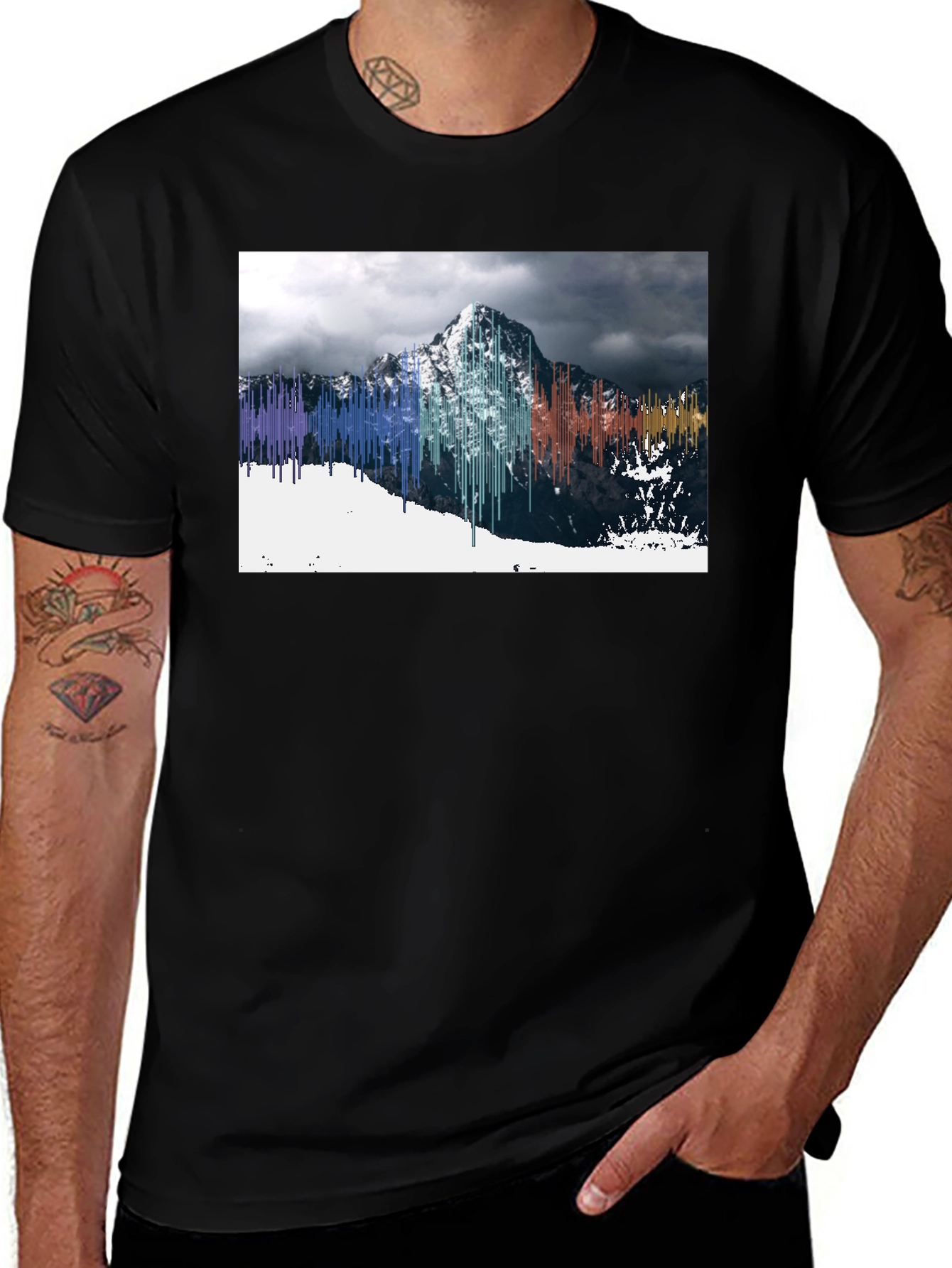 Mountains Colorful Drip Graphic T-Shirt