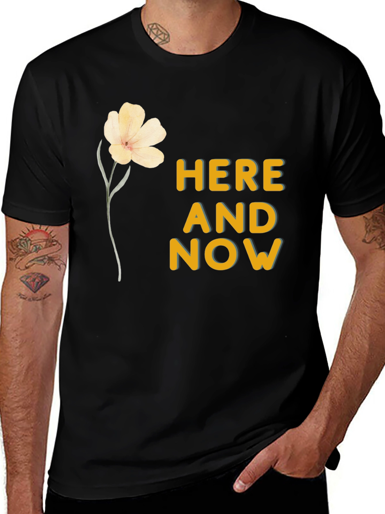 Variant 11 of Here and Now Graphic Tee - Black Cotton Blend