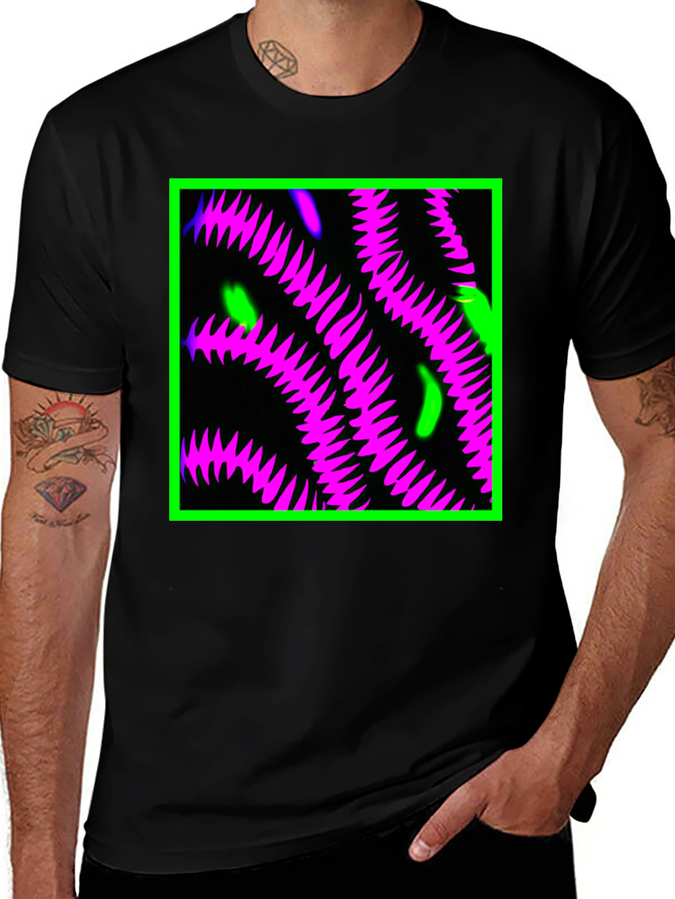Variant 29 of Neon Tentacle Graphic Tee - Black
