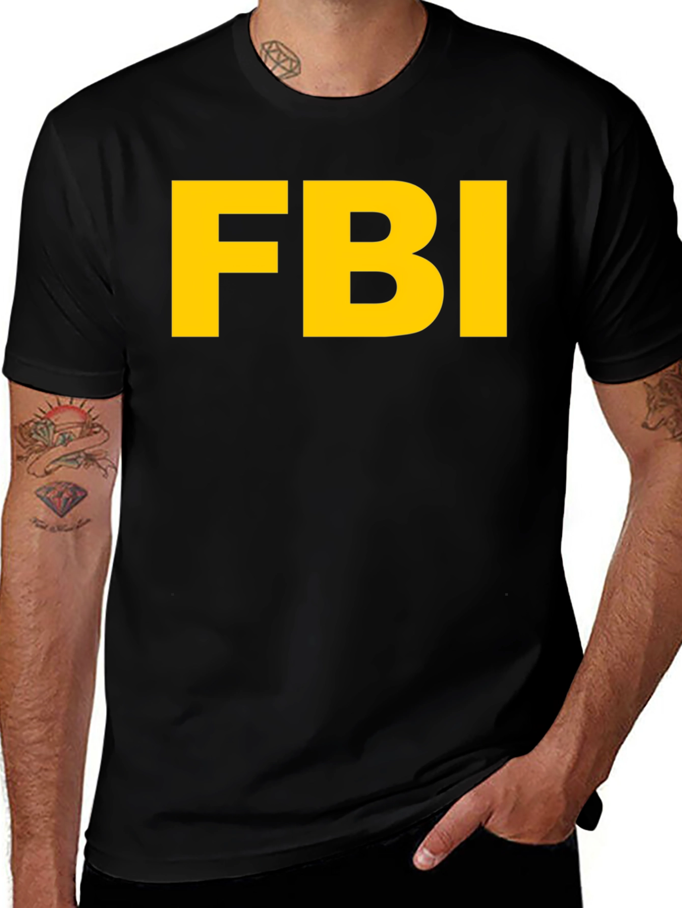 FBI Graphic T-Shirt - Black Cotton Blend