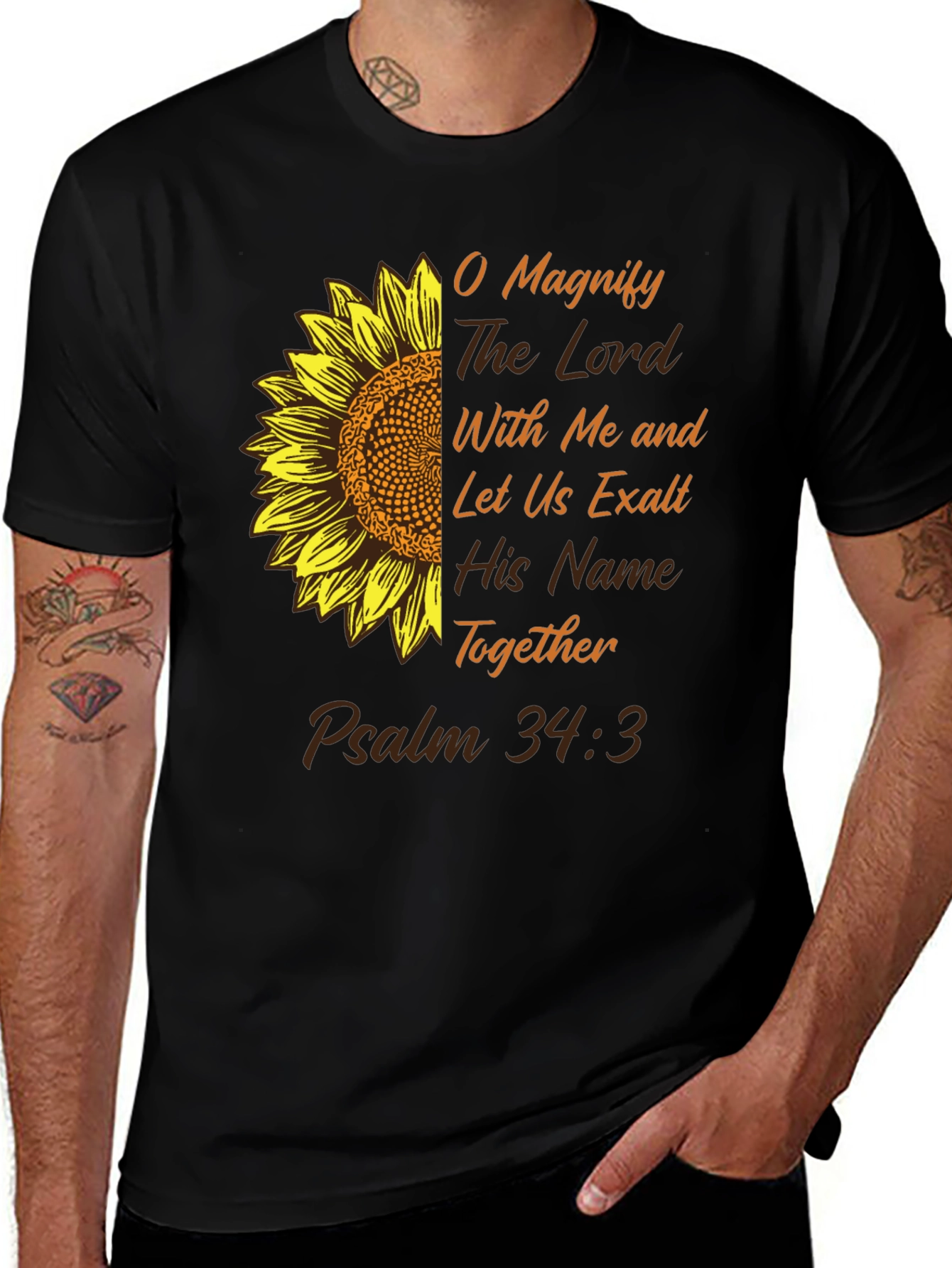 O Magnify the Lord Sunflower Christian T-Shirt
