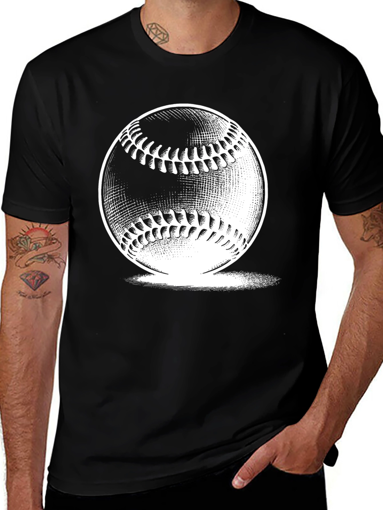 Variant 13 of Baseball Graphic Print Black T-Shirt