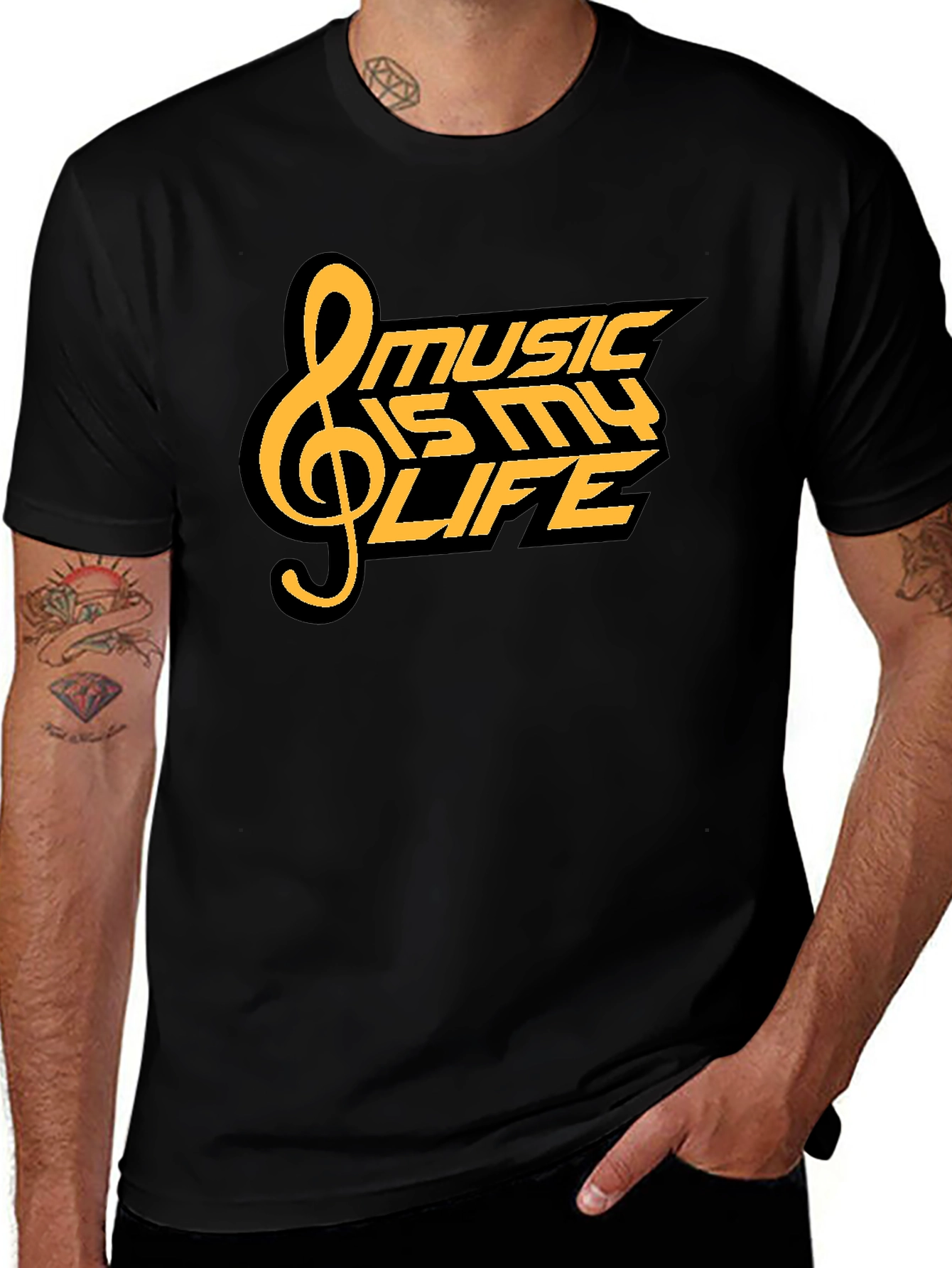 Variant 5 of Music is My Life T-Shirt - Black Graphic Tee