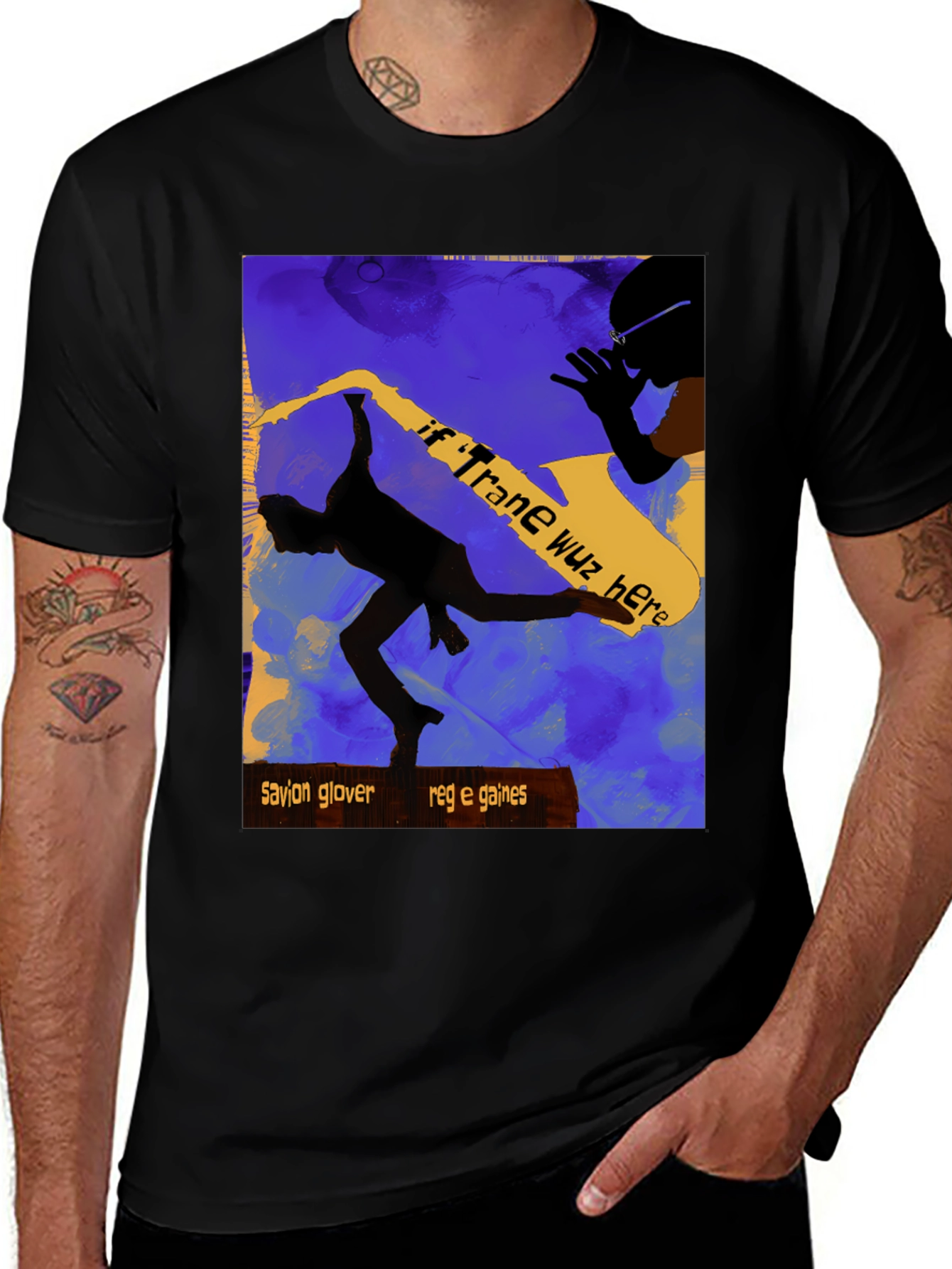 Variant 6 of Jazz Saxophone Graphic Tee - Savion Glover Reg E Gaines