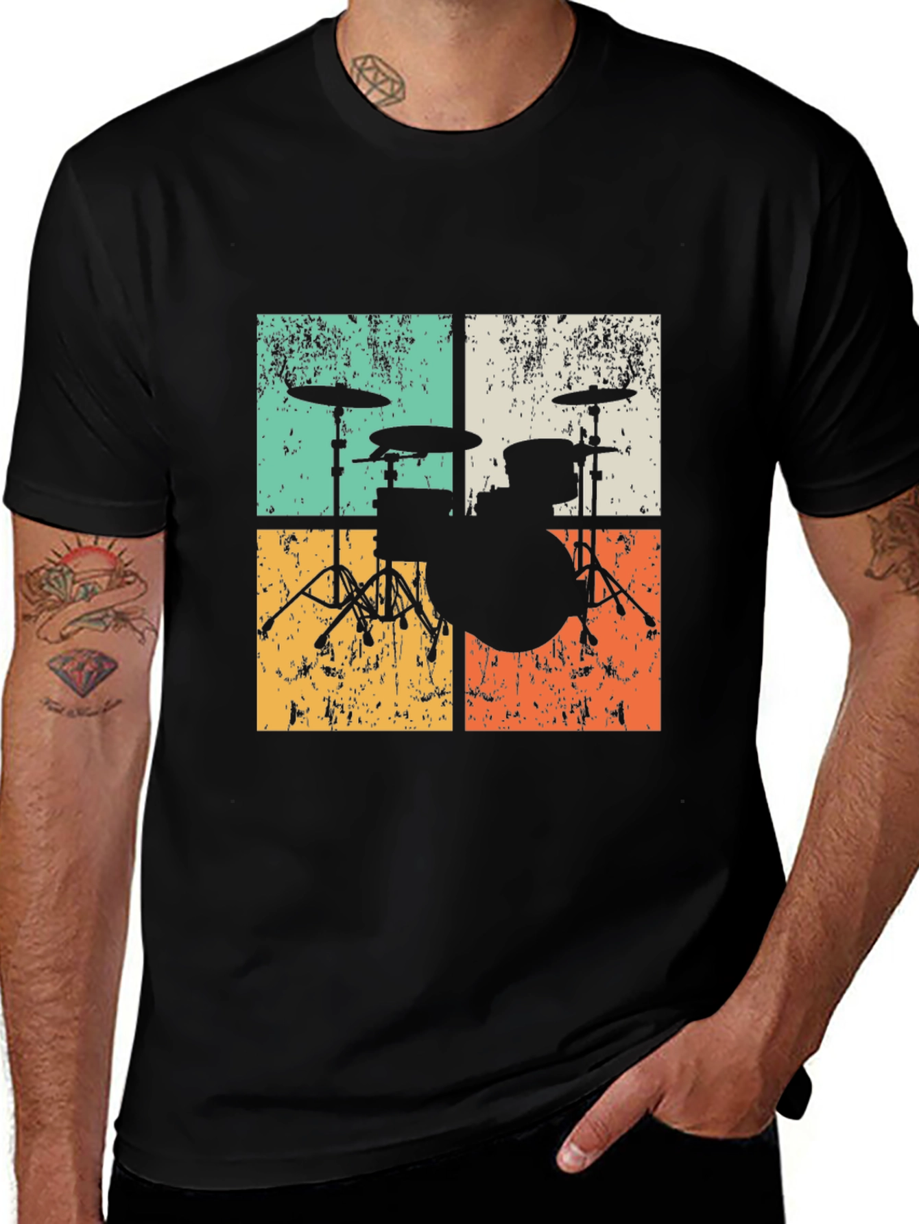 Variant 12 of Retro Drum Set Graphic Tee - Music Lover's T-Shirt