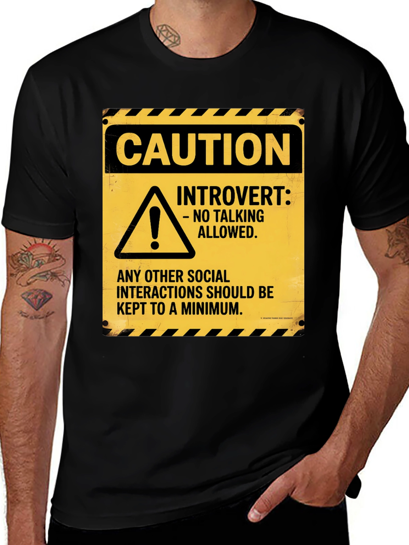 Caution Introvert Novelty Graphic Tee
