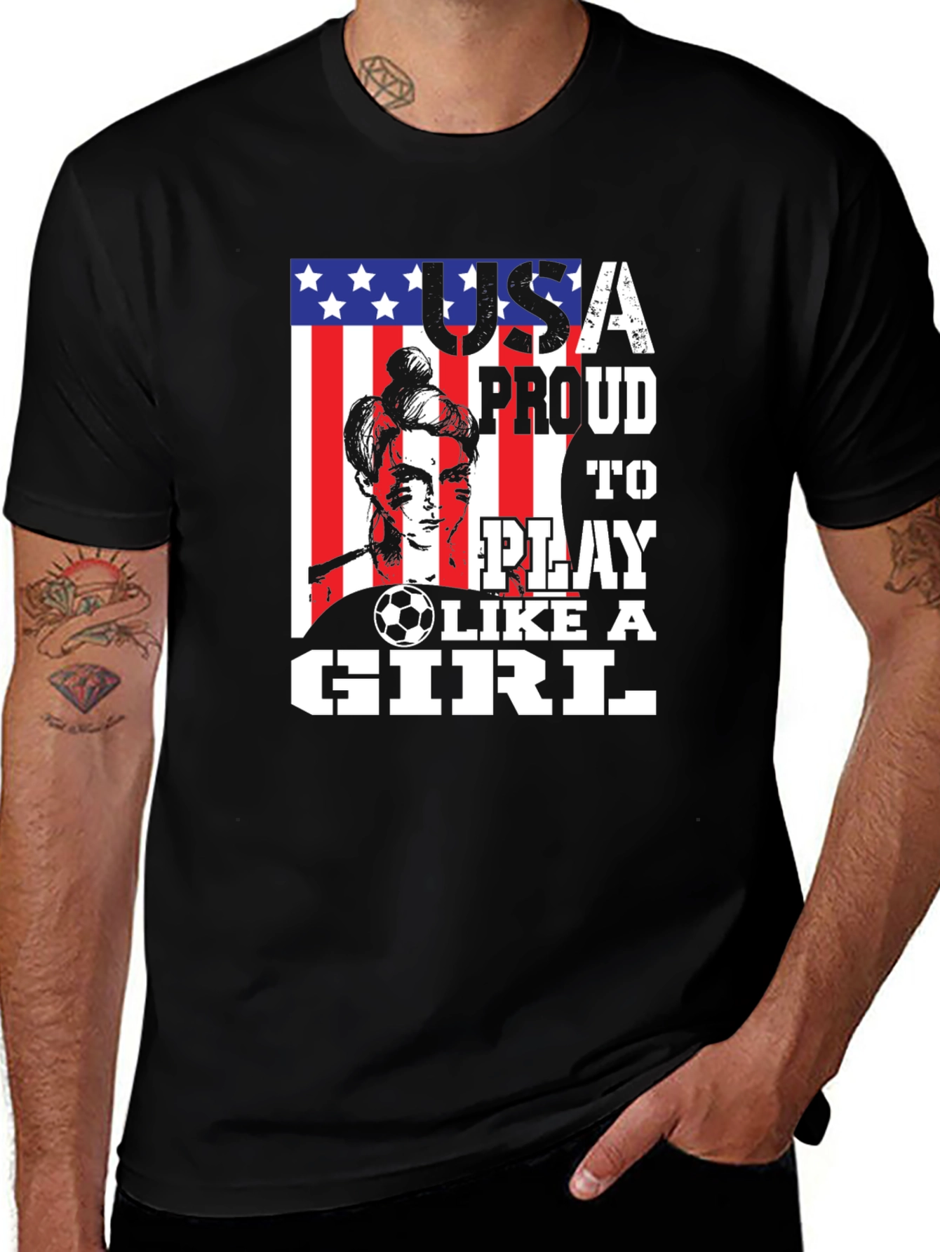 Variant 17 of USA Proud Soccer Like a Girl T-Shirt