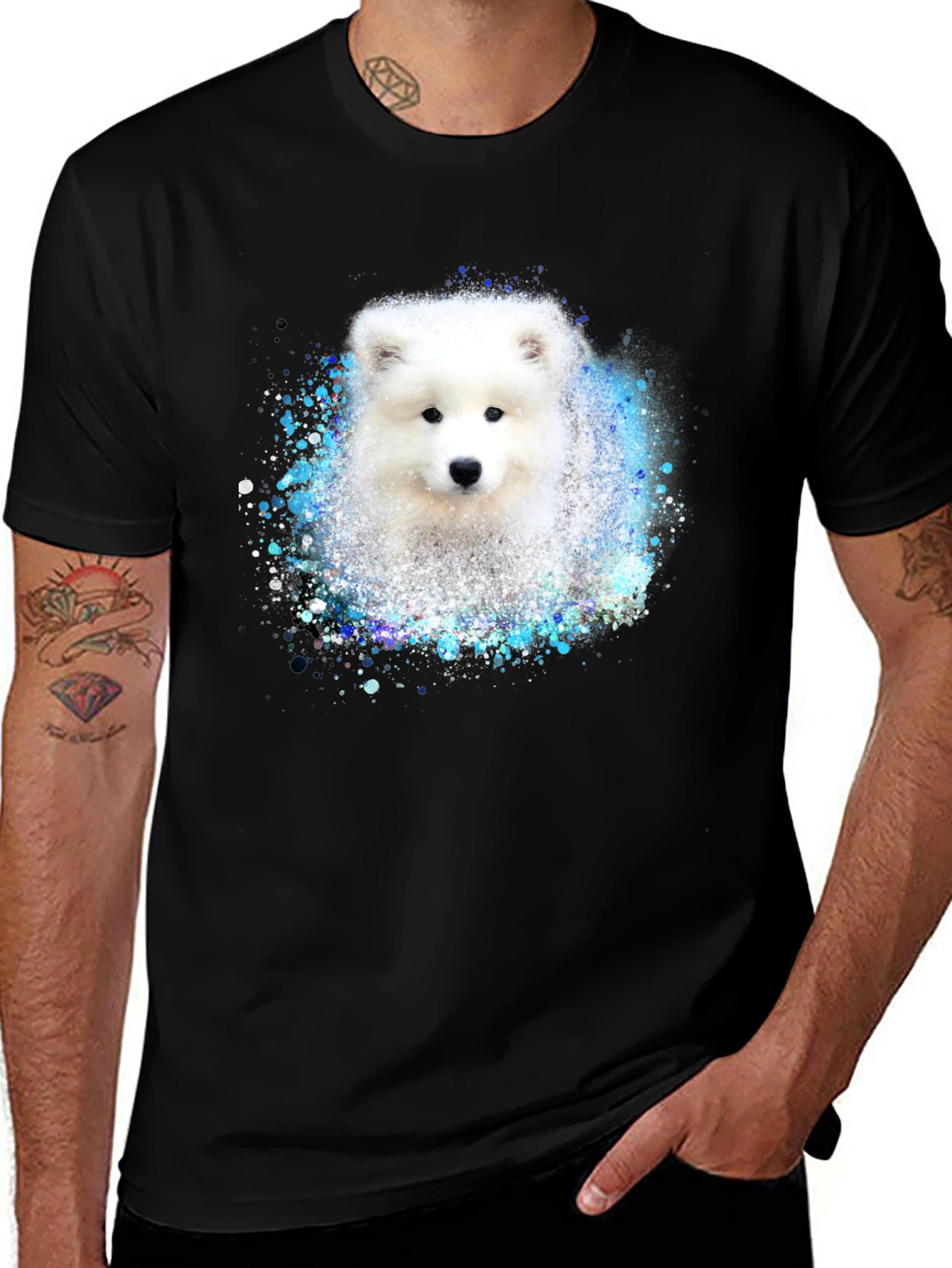 Samoyed Dog Art T-Shirt - Unique Watercolor Design