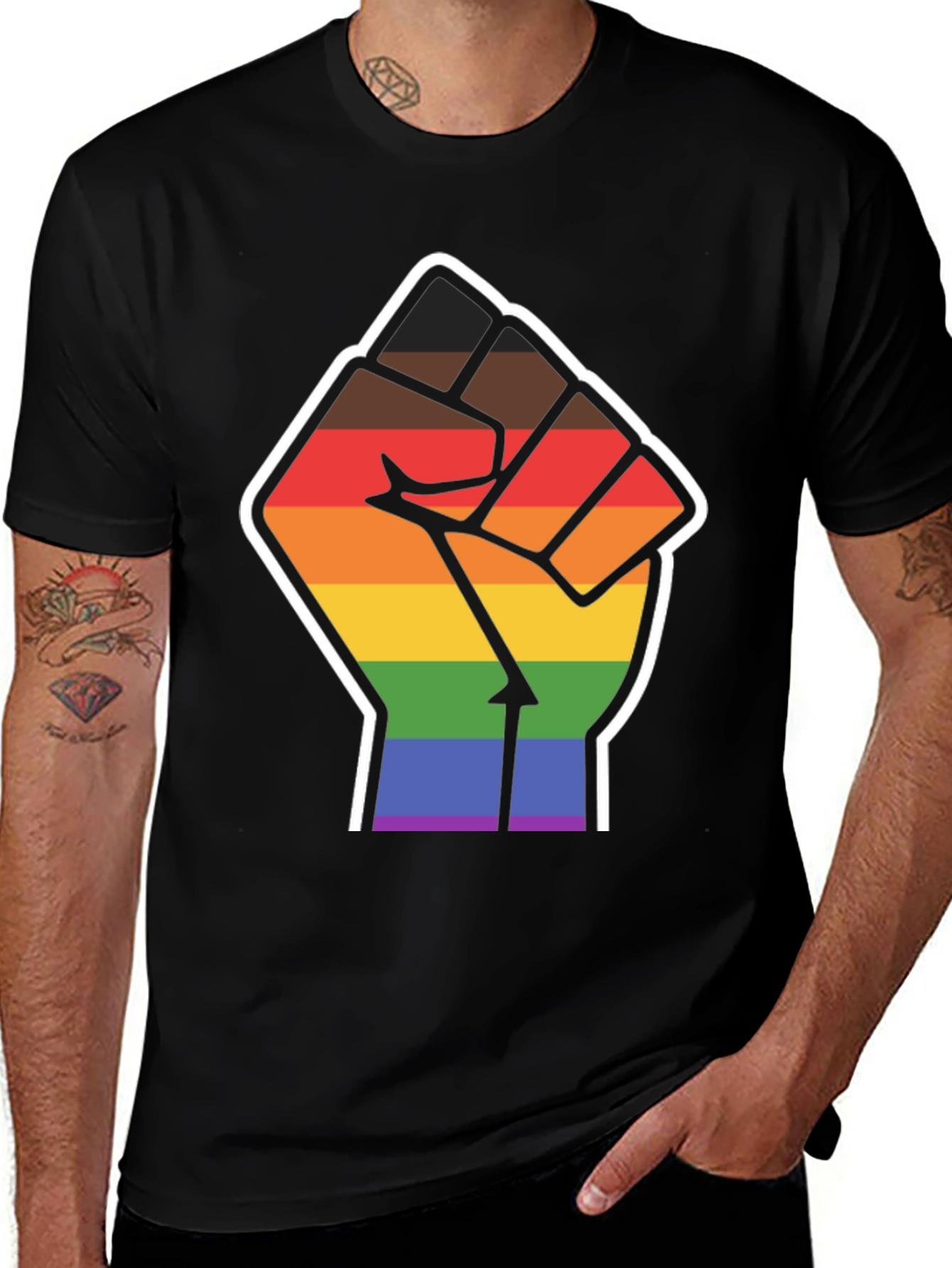 Pride Fist T-Shirt - Black LGBTQ+ Equality Tee