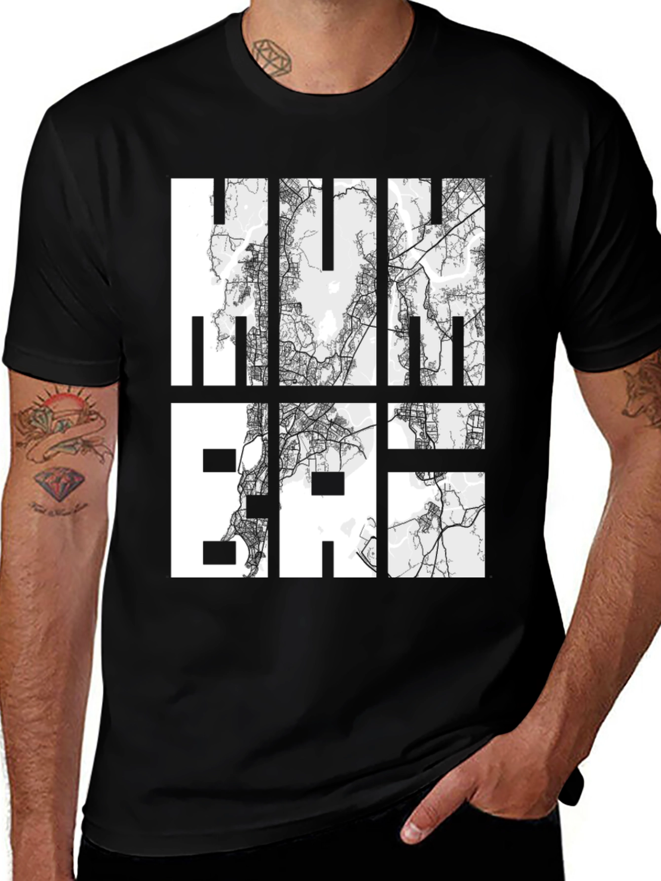 Mumbai City Map T-Shirt - Black Graphic Tee