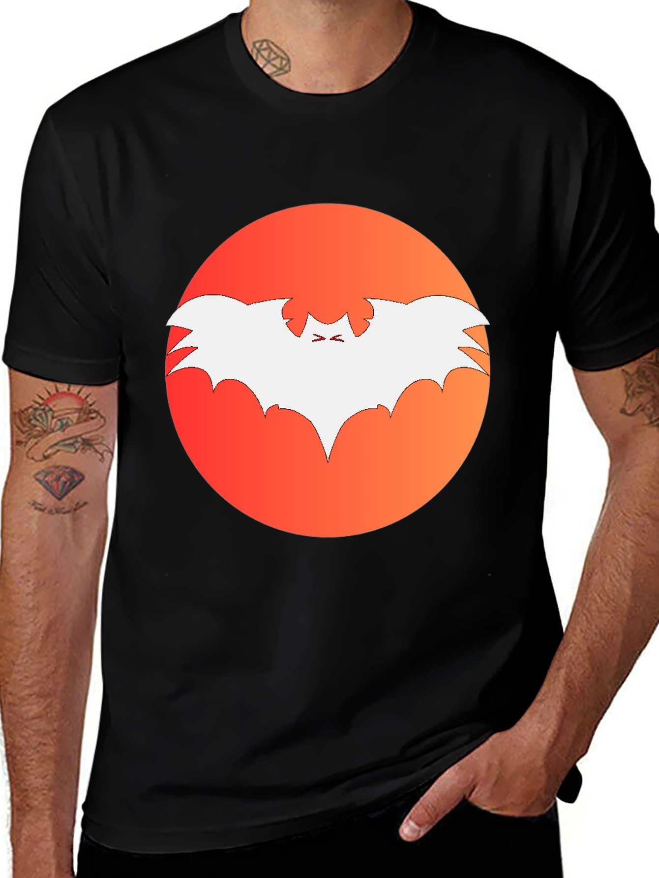 Halloween Bat on Moon Graphic T-Shirt