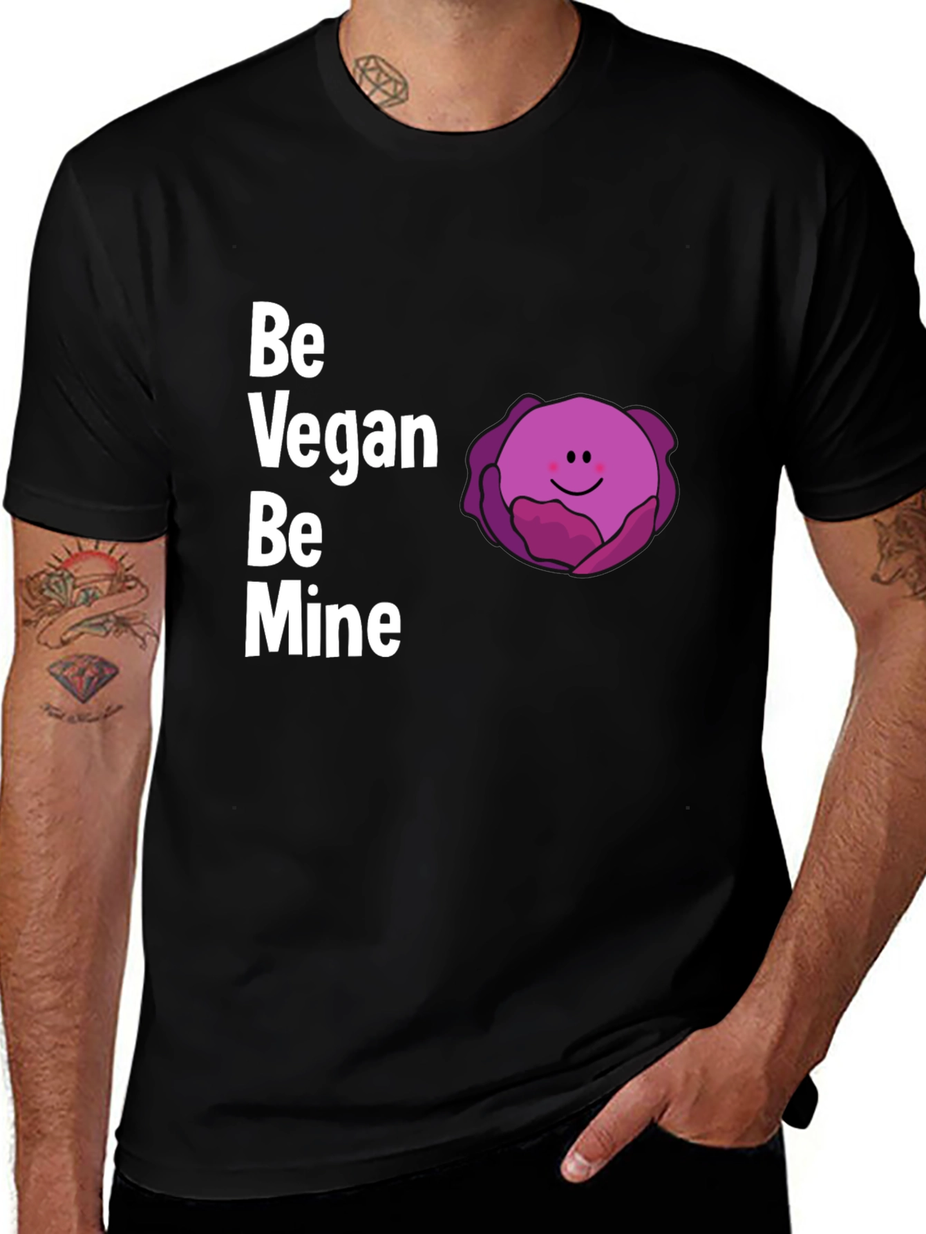 Variant 20 of Be Vegan Be Mine Graphic Tee - Black
