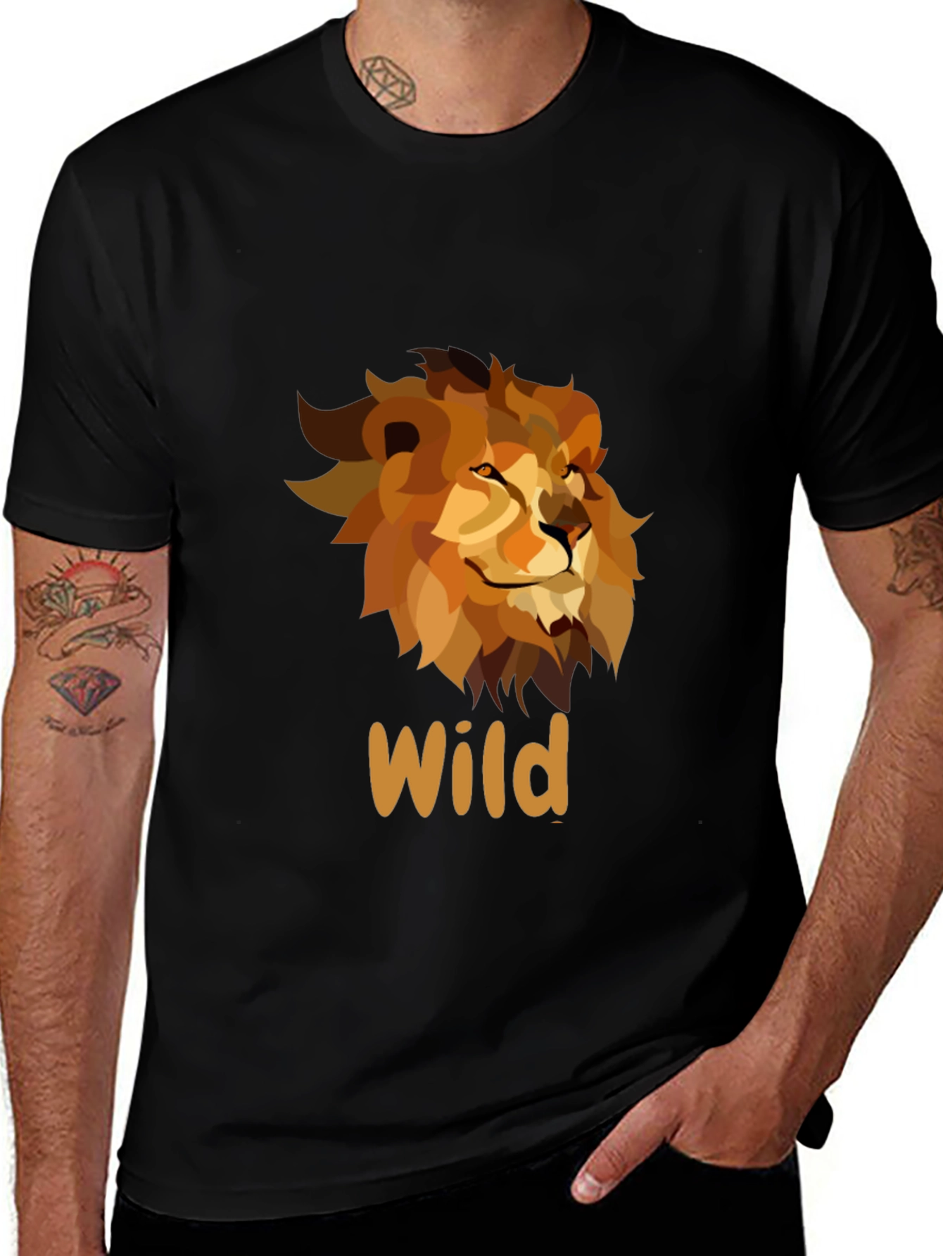 Variant 10 of Wild Lion Graphic Print Black T-Shirt