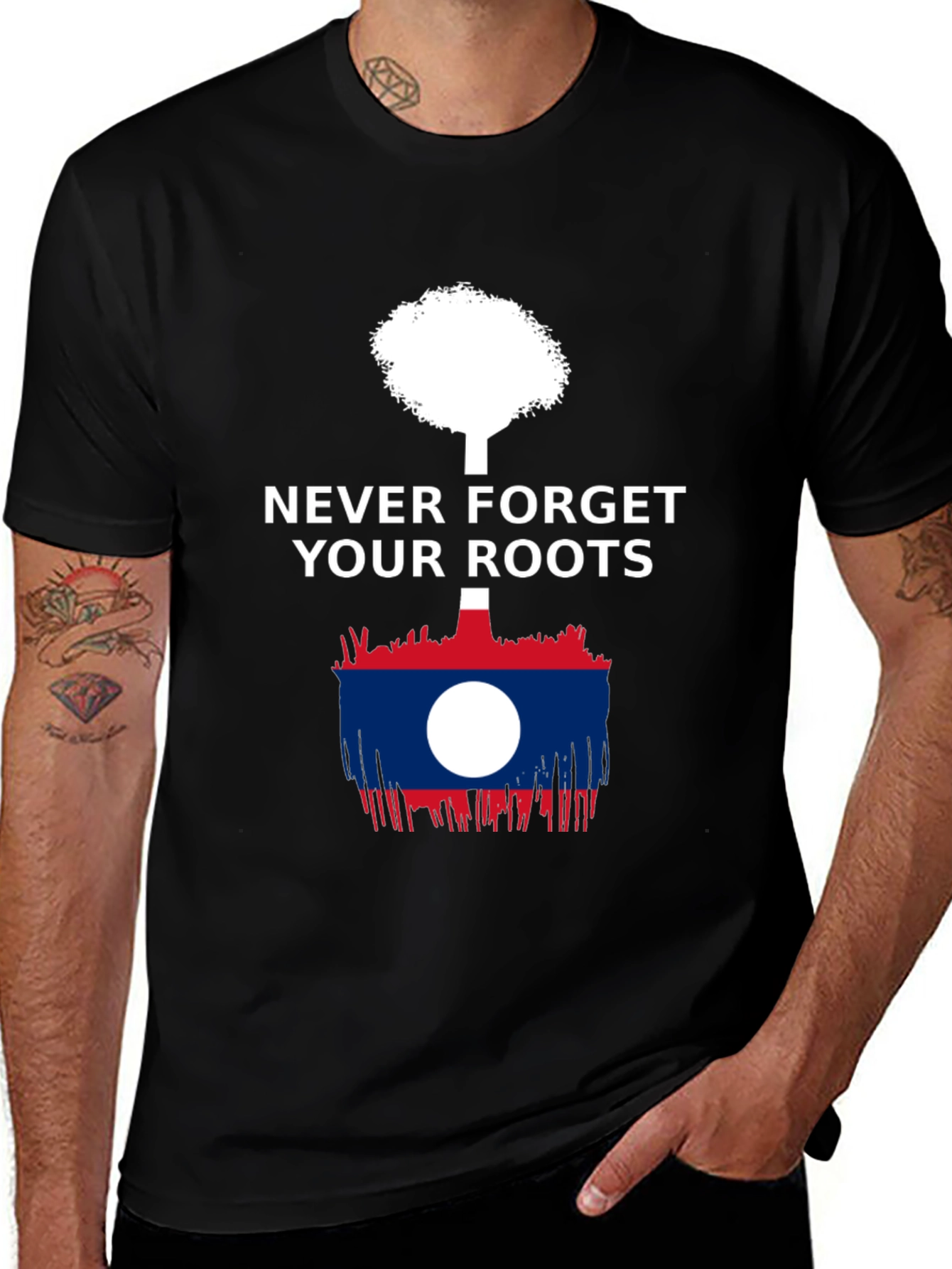 Variant 23 of Never Forget Your Roots Laos Flag T-Shirt