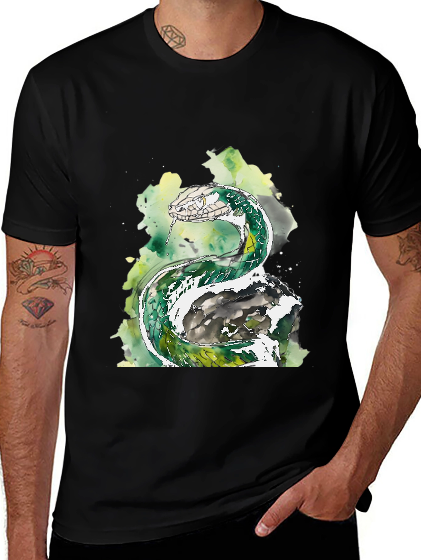 Variant 19 of Snake Watercolor Graphic Tee